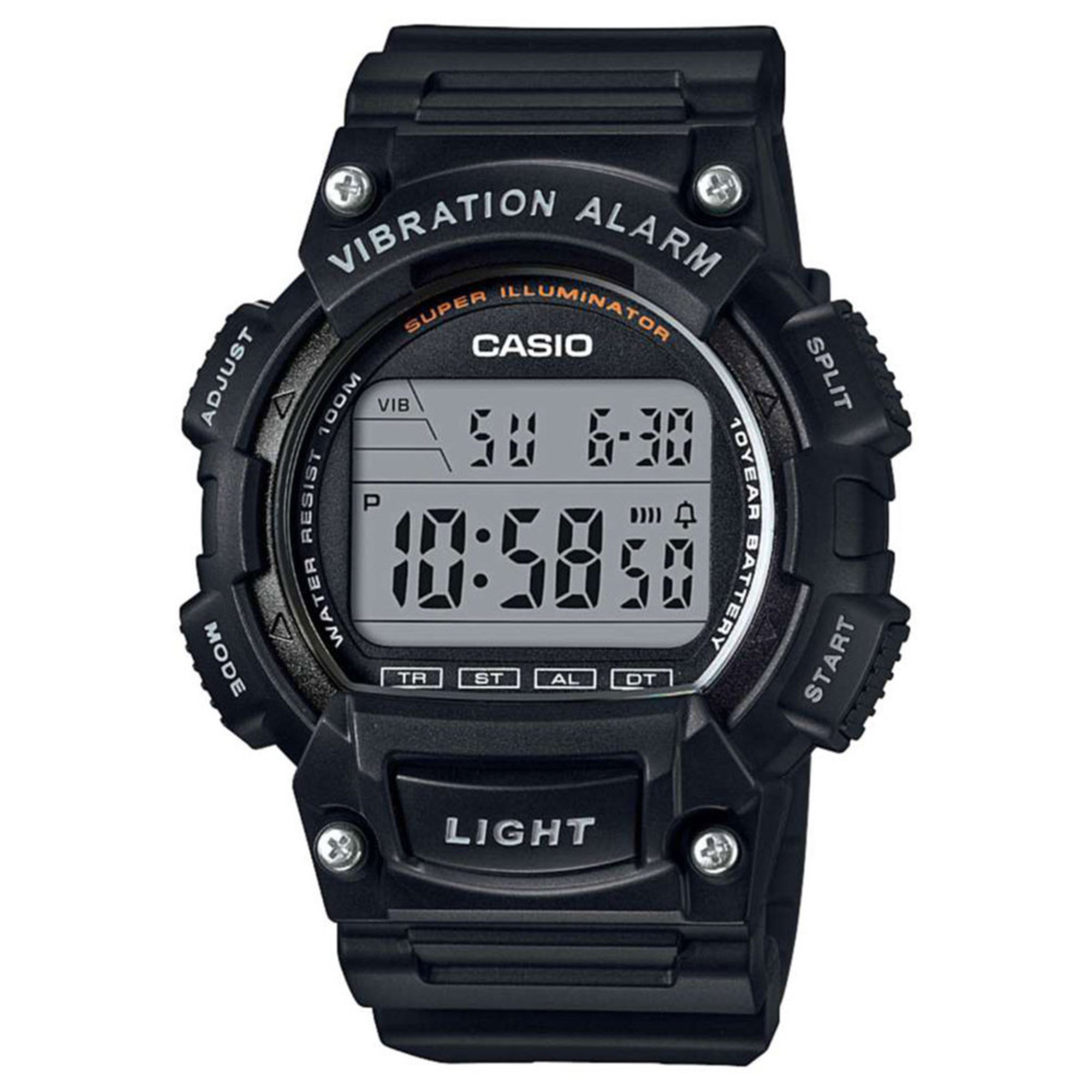 Casio Men's Vibration Alarm Black Digital Watch, 51mm | Men's Watches