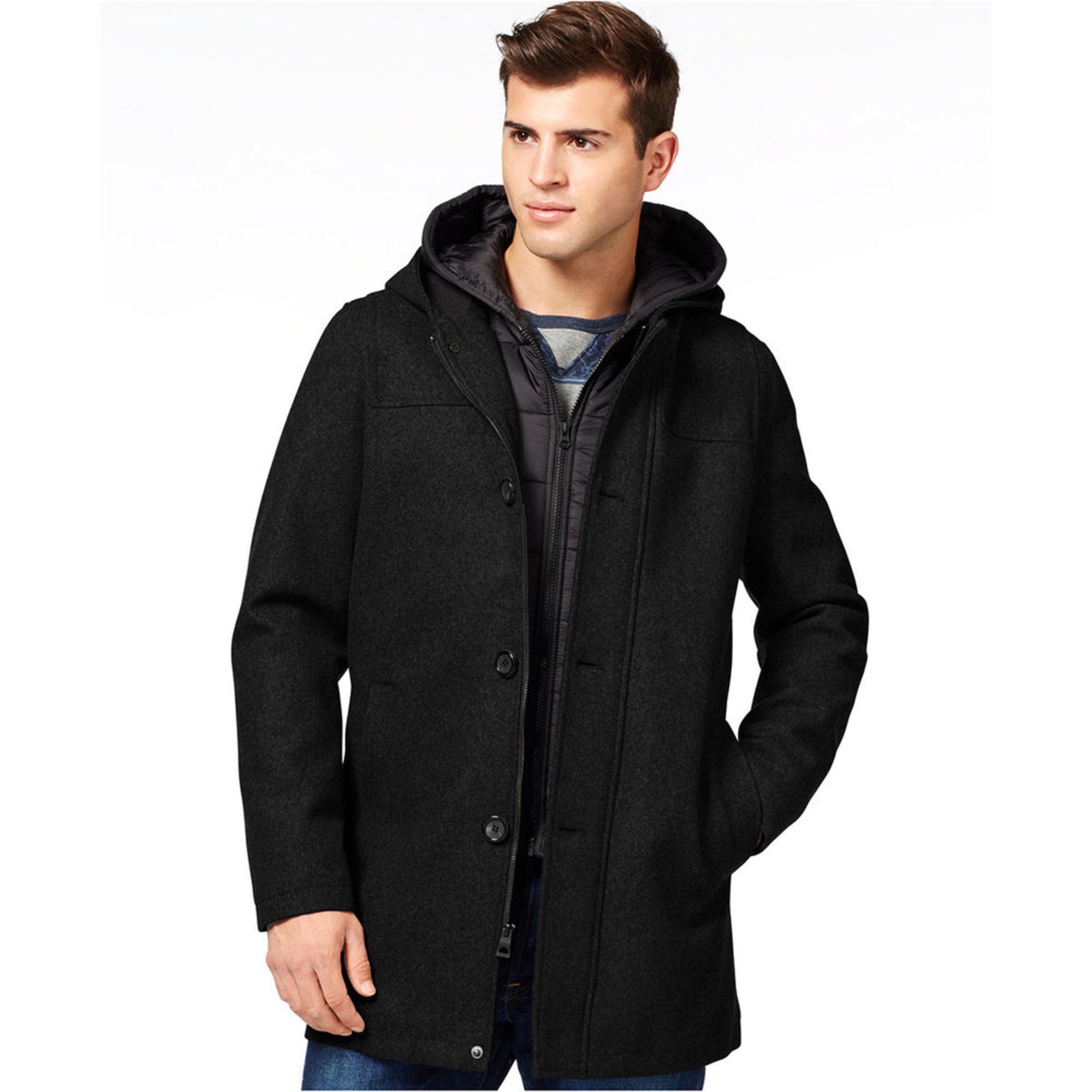 Guess Men's Wool Hooded Jacket | Men's Clothing | Men - Shop Your Navy ...