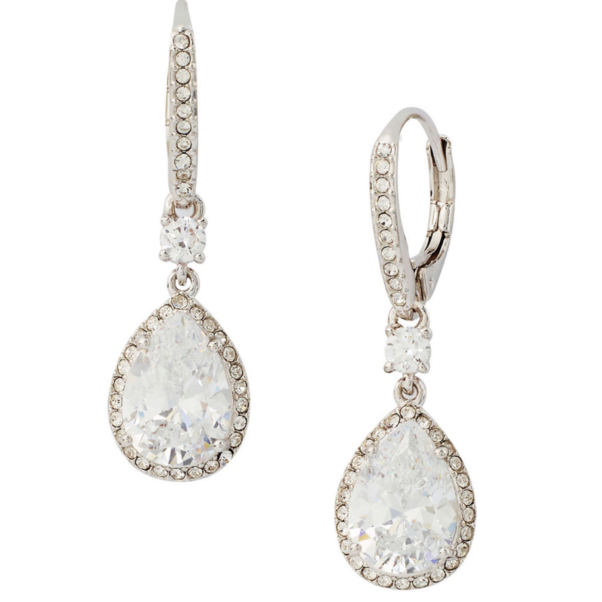 Nadri Pear Drop Earrings, Silver Tone | Fashion Earrings | Accessories ...