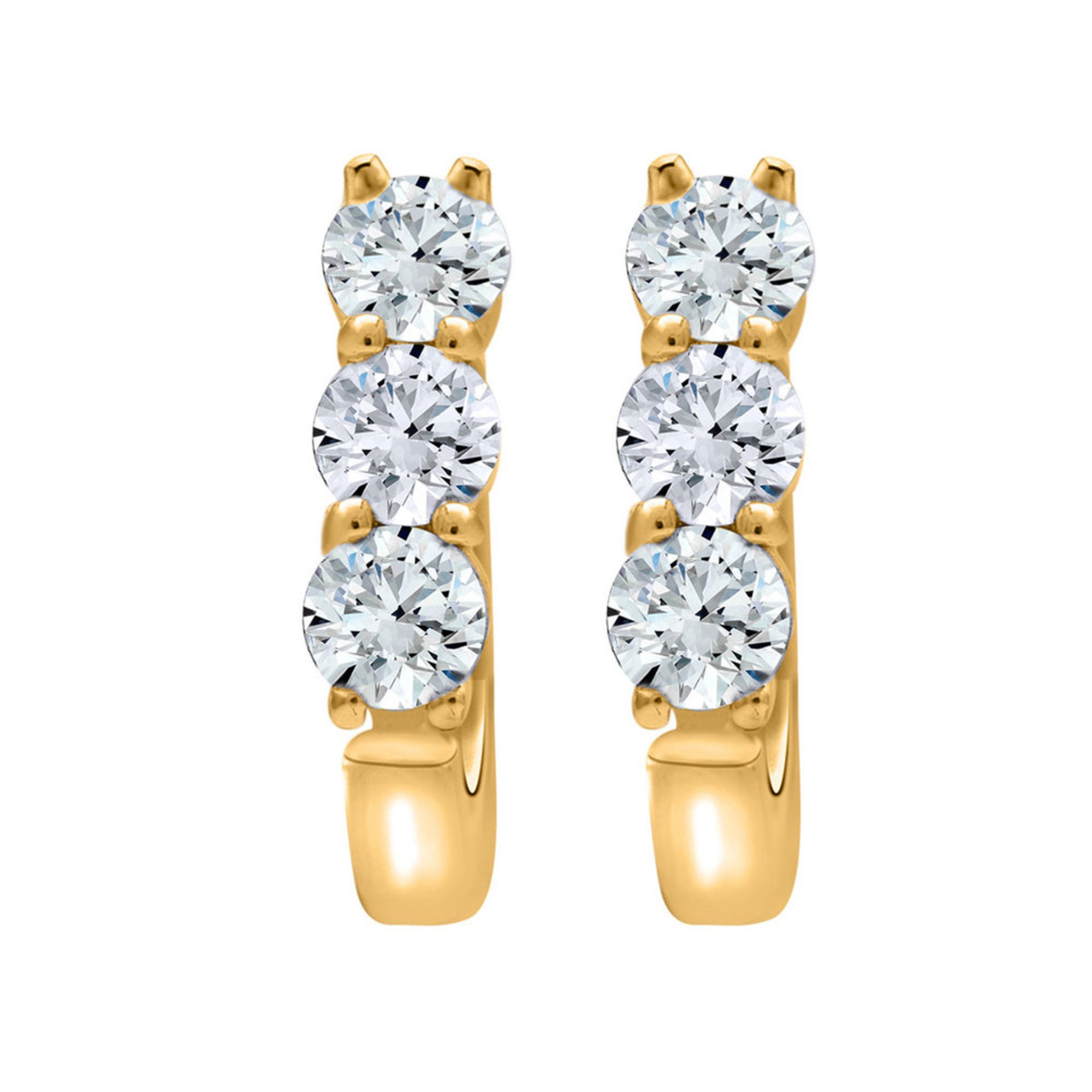 Navy Star 1 Cttw 6 Stone Earrings, 14k Yellow Diamond Earrings
