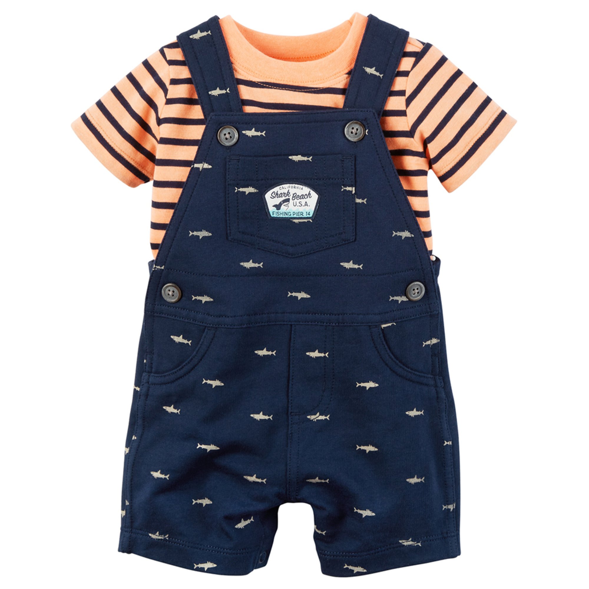 Carter's Baby Boys' 2-piece Neon Top And Shark Shortalls ...