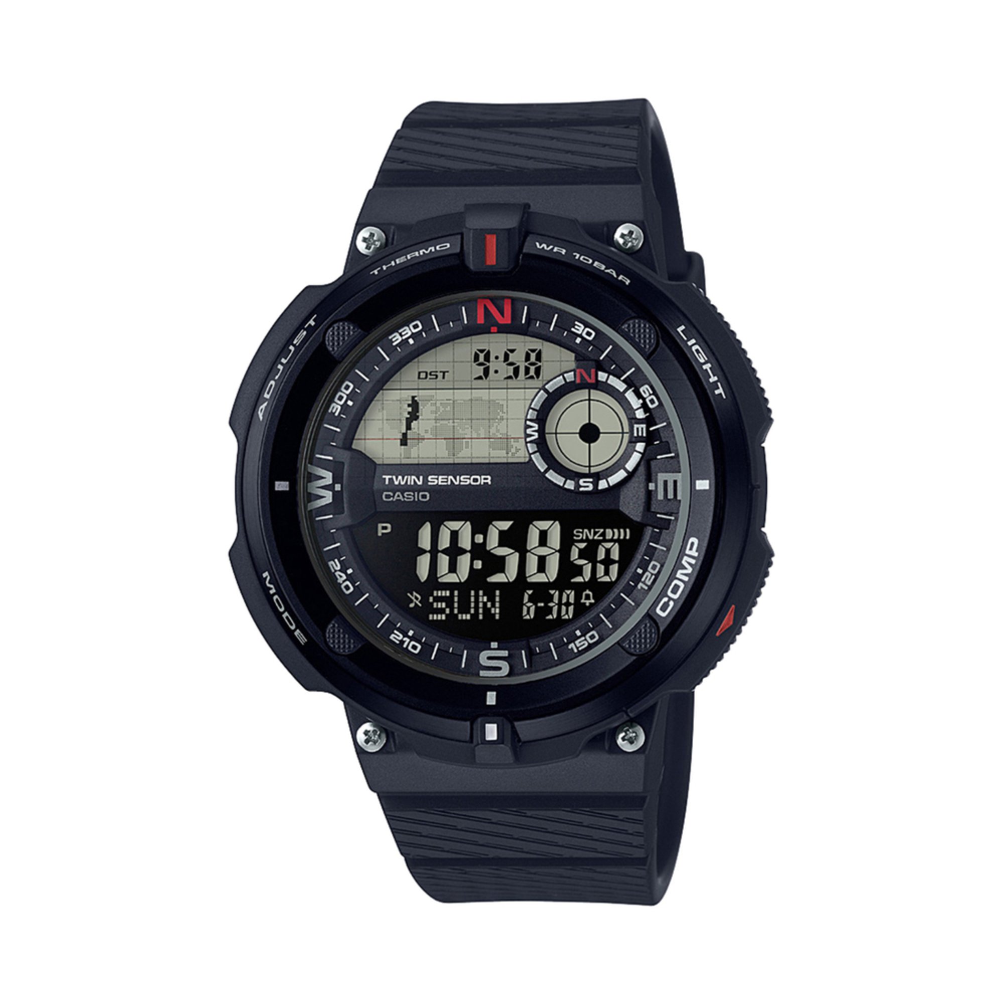 casio twin sensor compass & thermometer watch