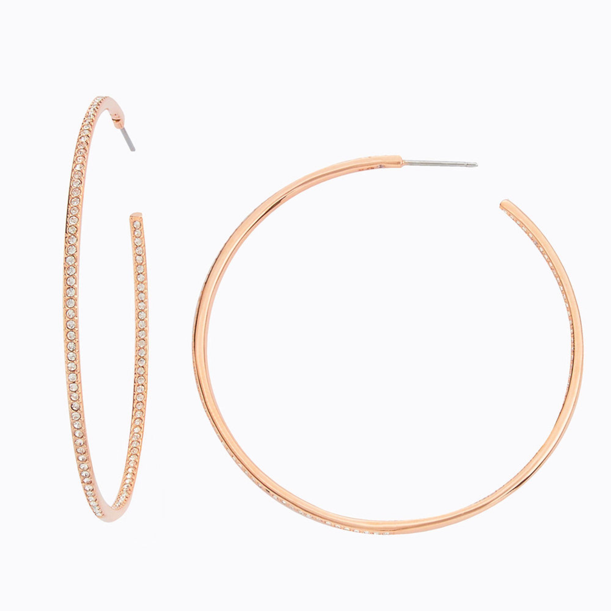 Nadri Large Pave Hoop Earrings Rose Gold Tone Fashion Nadri Large Pave Hoop Earrings Rose Gold Tone