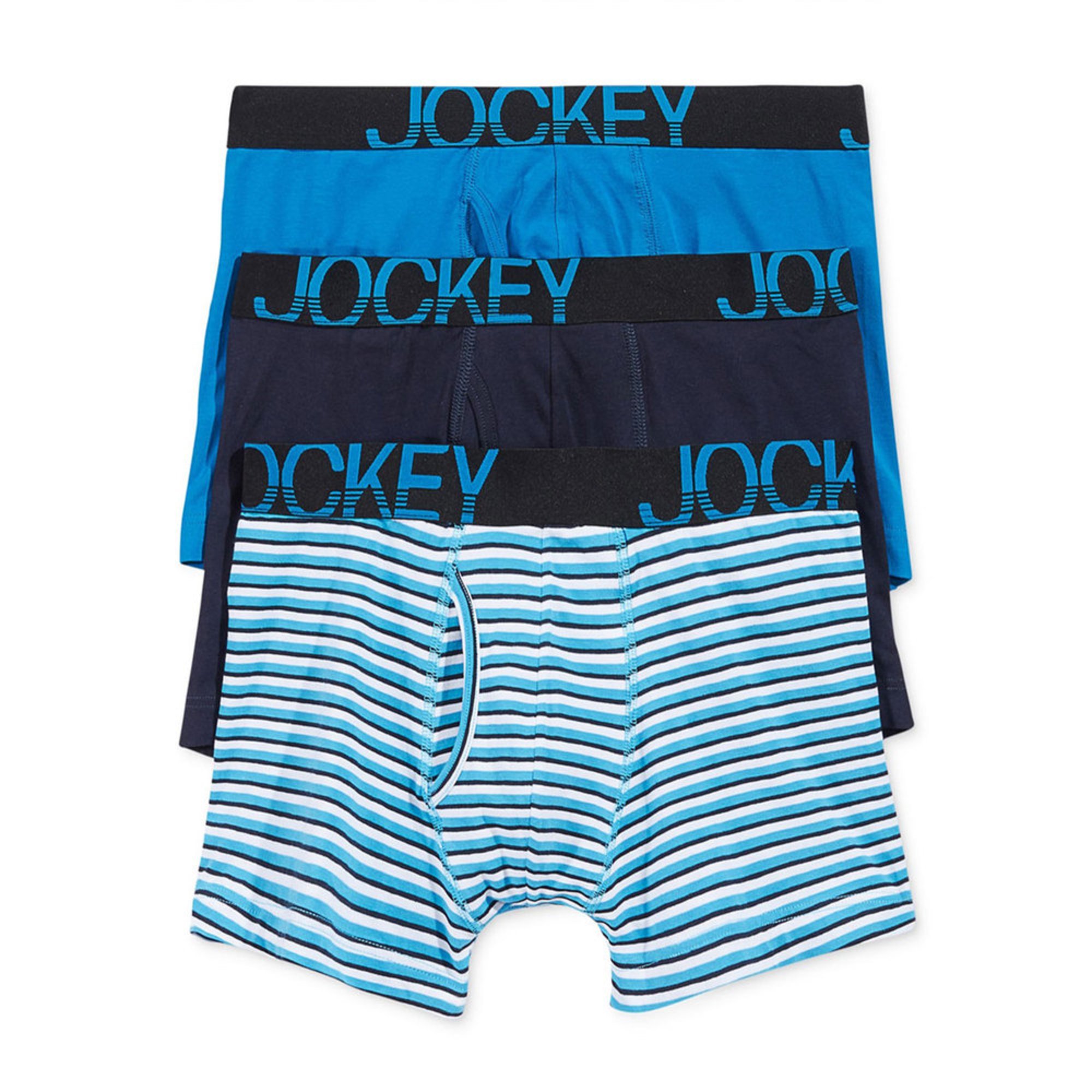 Jockey Active Stretch Boxer Brief 3pack Blue Stripe Assorted Men's