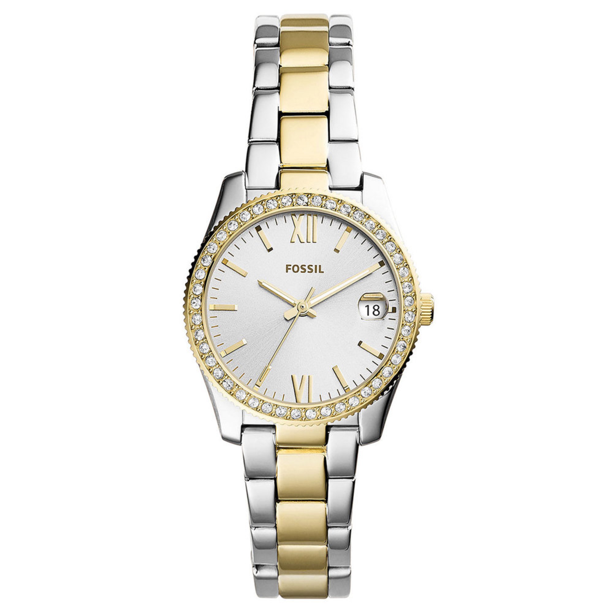 Fossil Women's Scarlette Mini Threehand Date Two Tone Stainless Steel