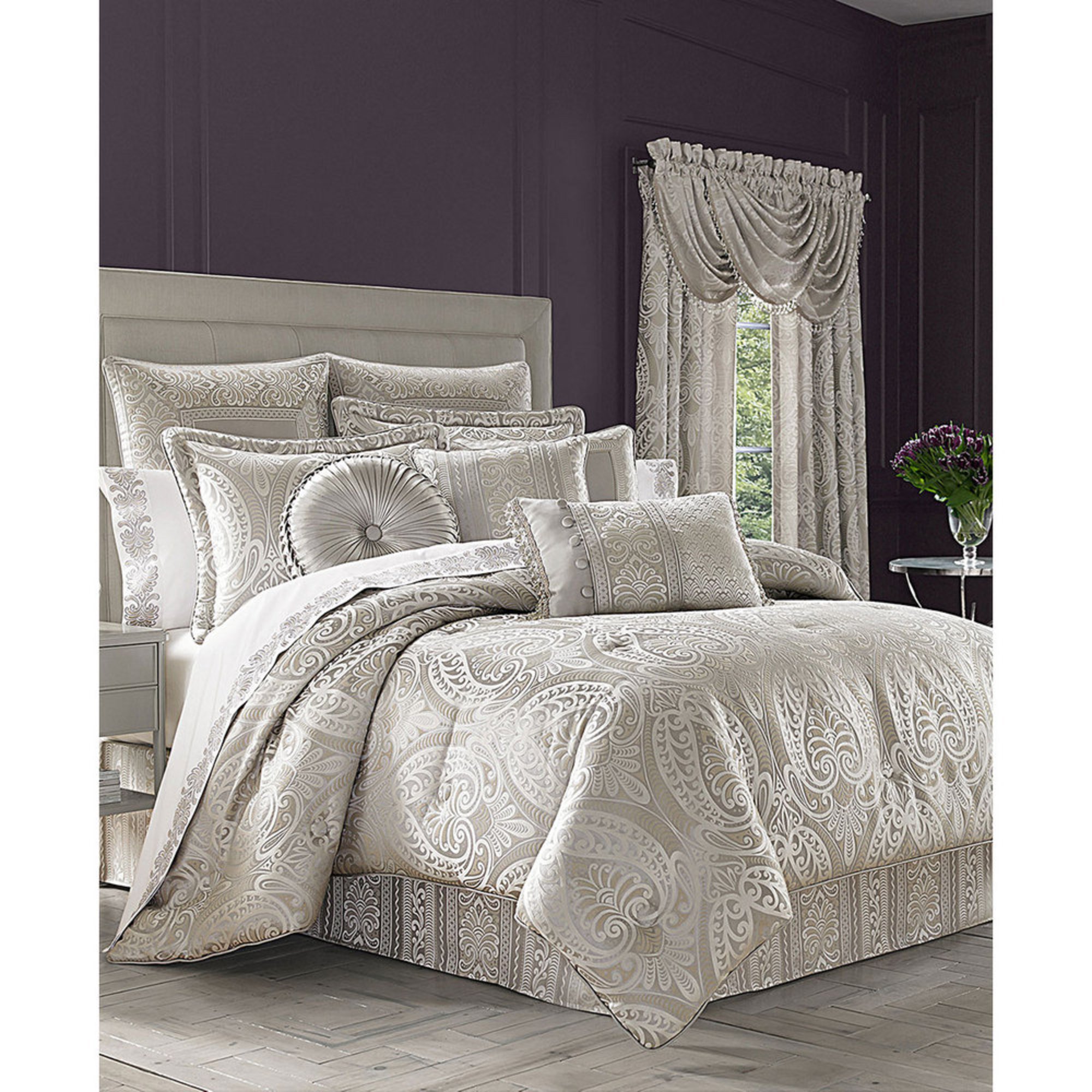 J Queen Leblanc Silver Comforter Set - King | Comforter Sets ...