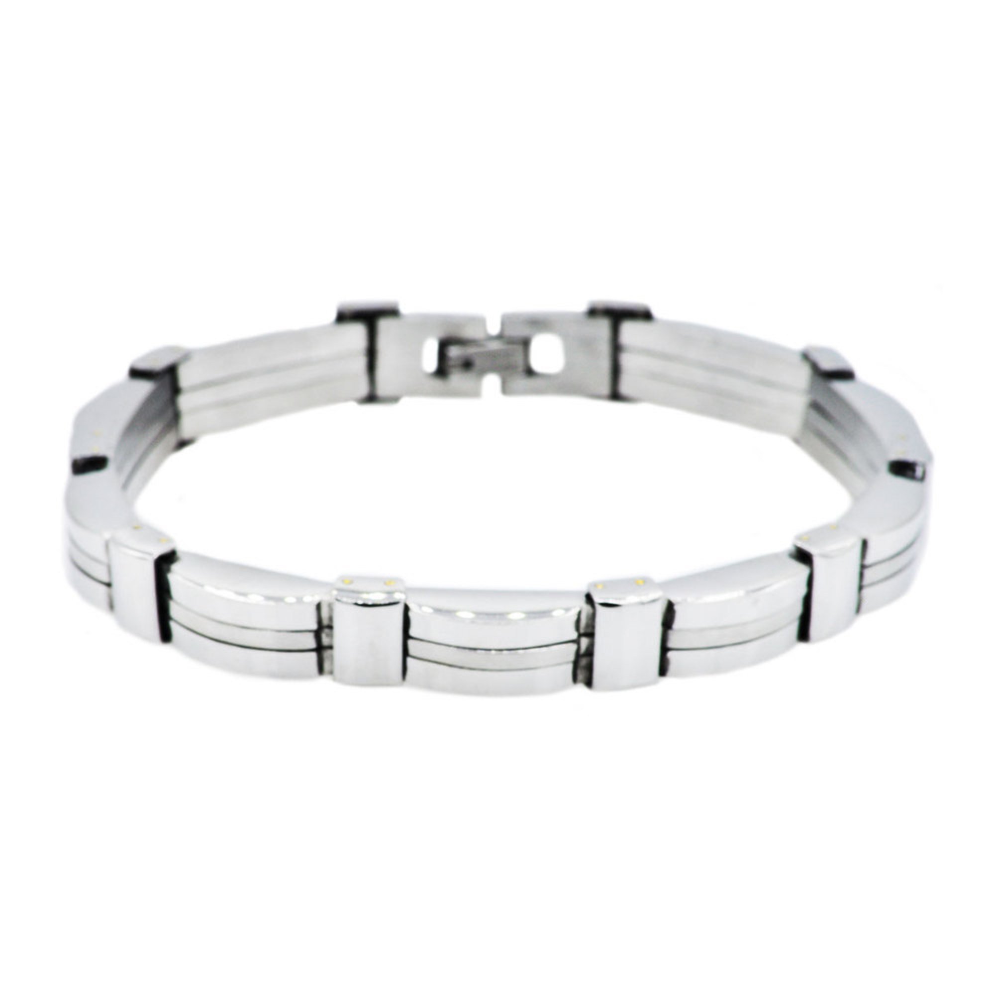 Blackjack Men's Brushed And Polished Stainless Steel Nugget Link