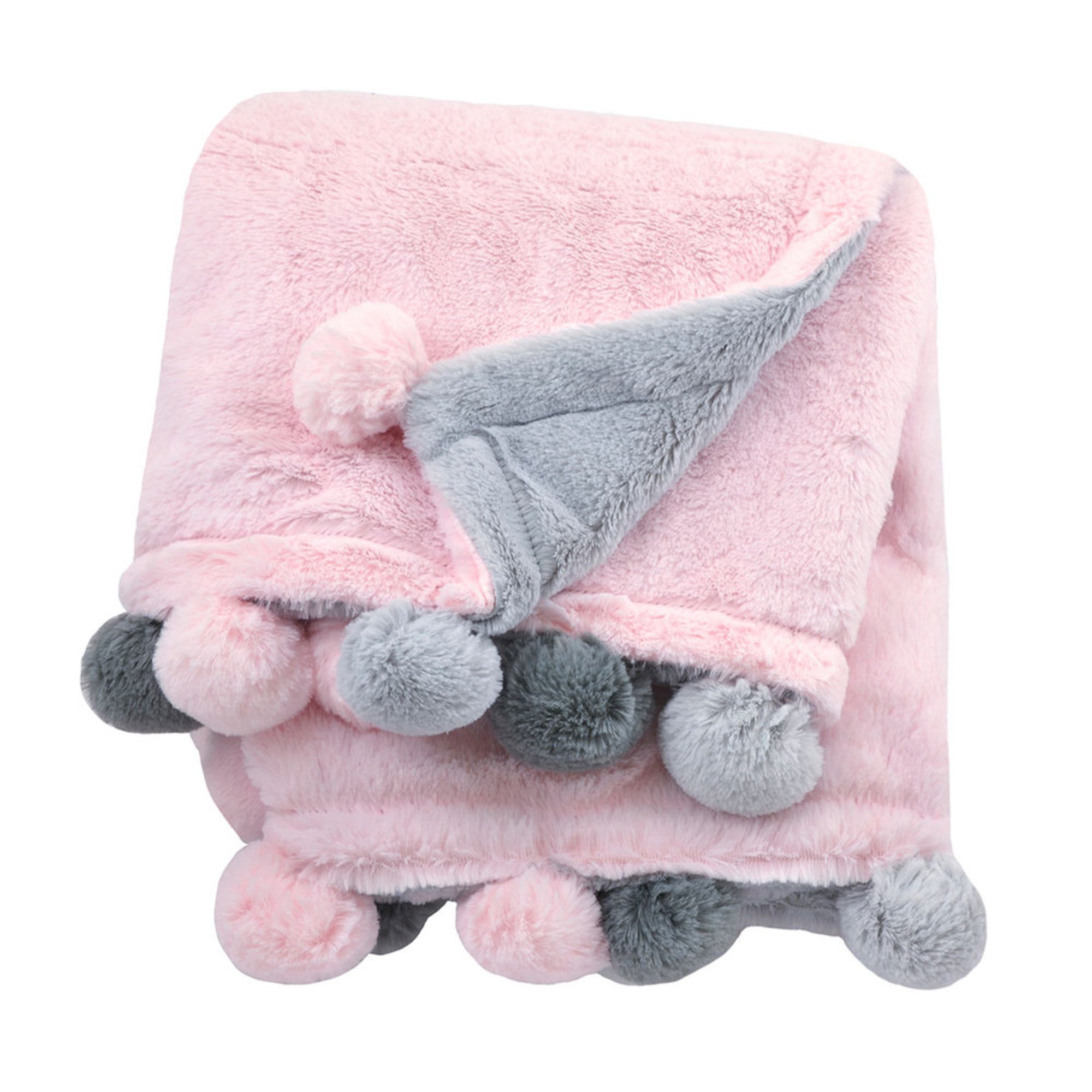 pink pom pom baby blanket