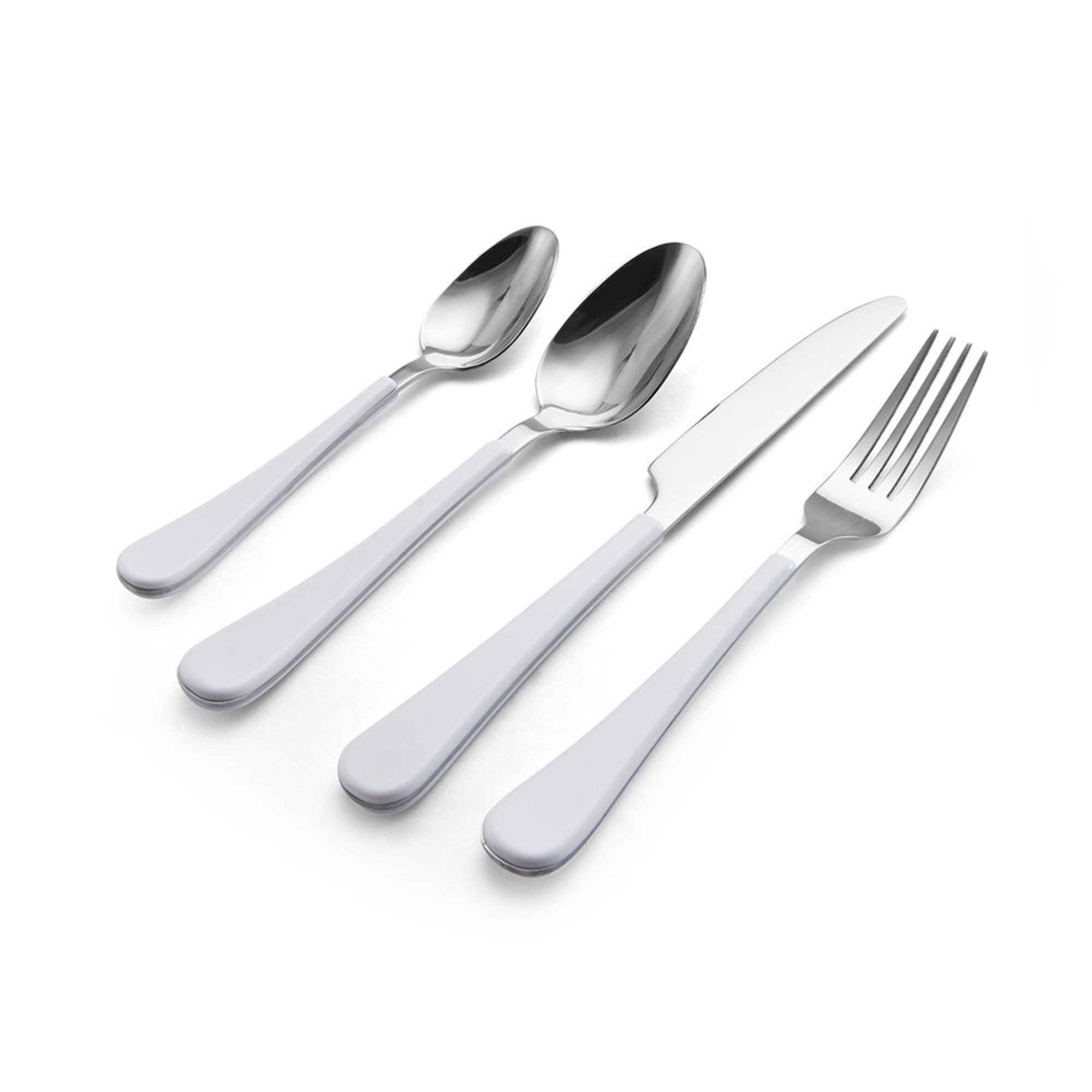Mikasa Gourmet Basics White Handle 16 Piece Flatware Set Mikasa Gourmet Basics White Handle 16 Piece Flatware Set