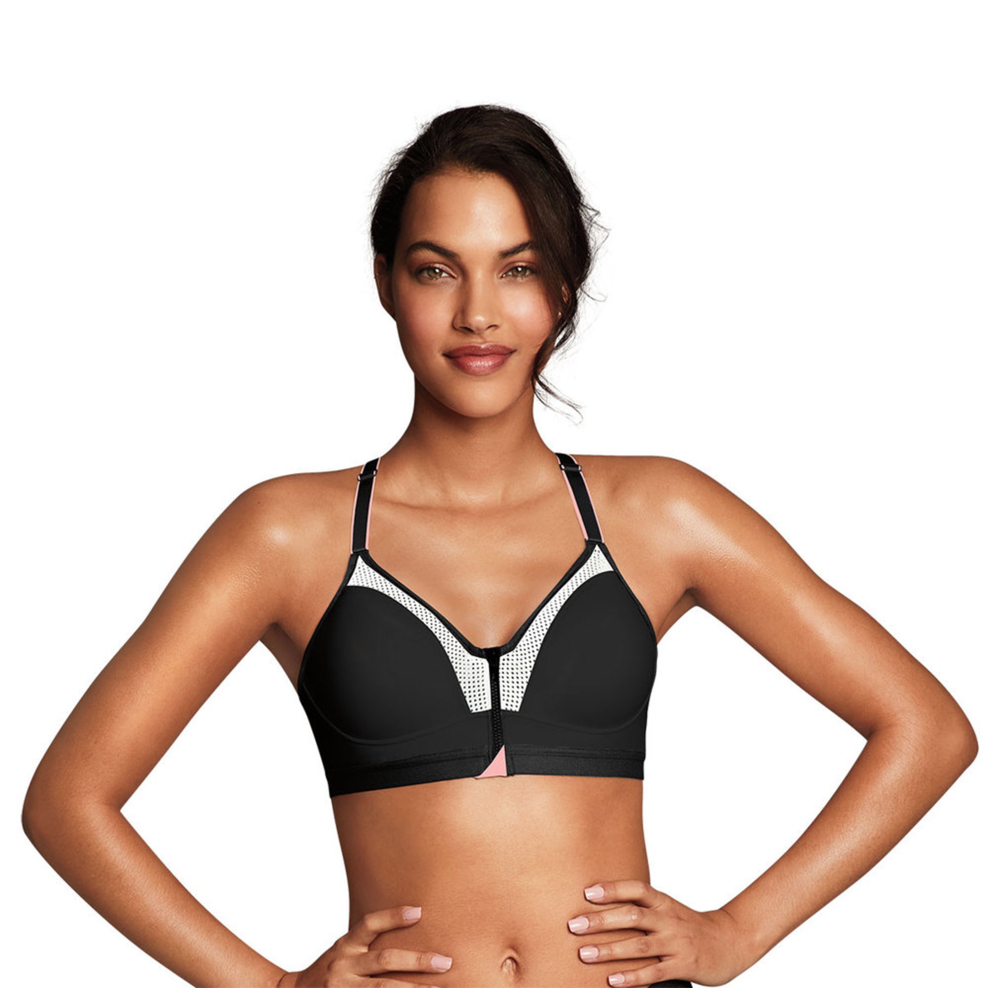 maidenform sports bra zip front