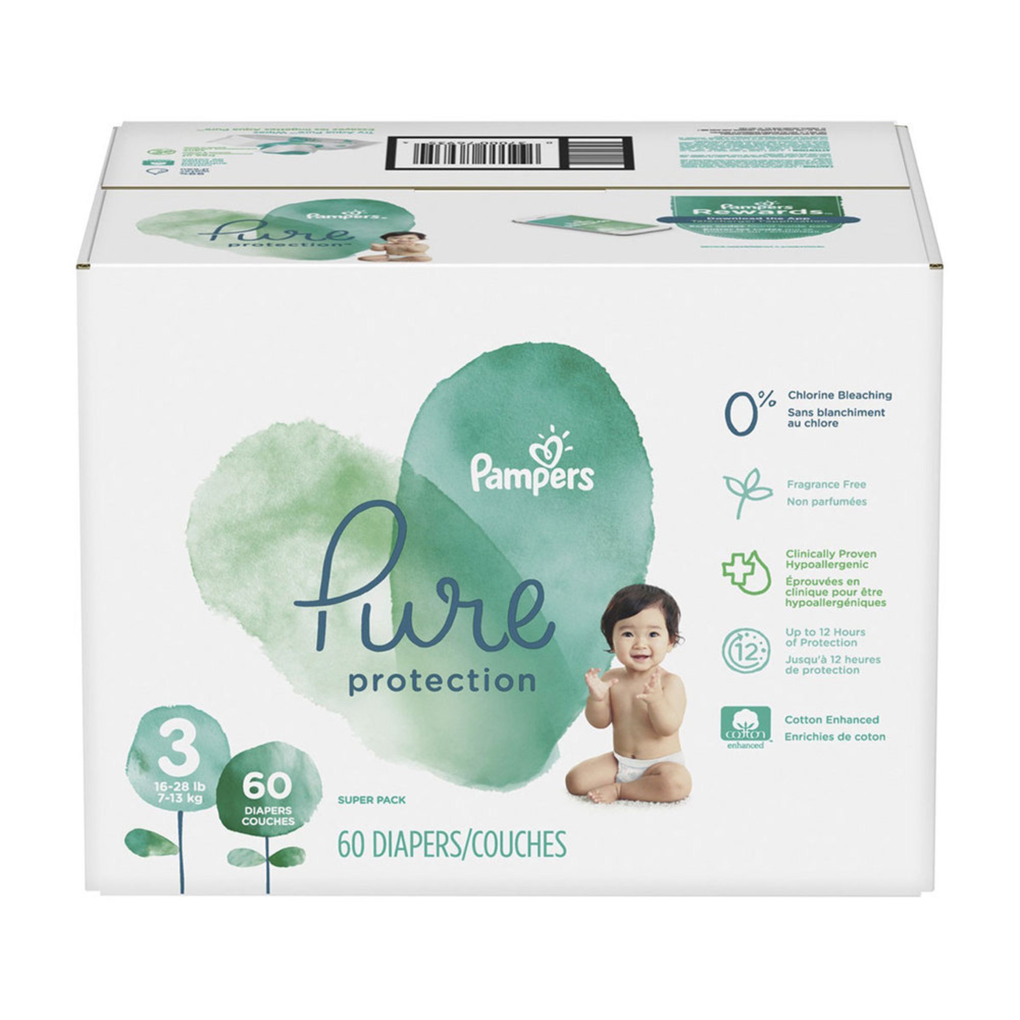 pampers pure diaper sizes