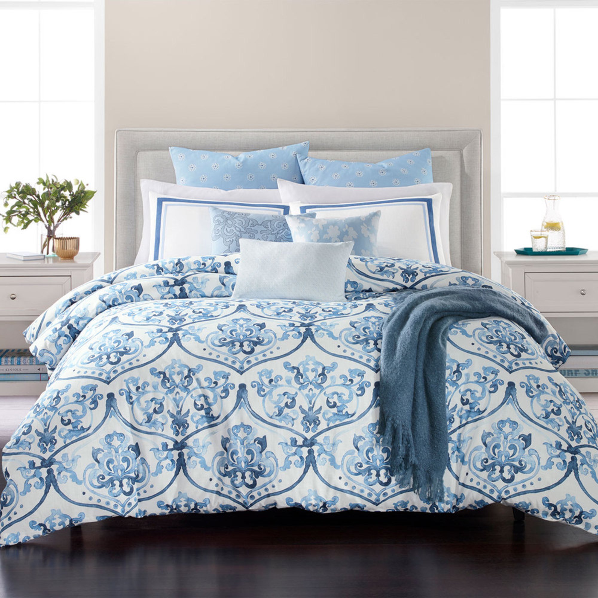 Martha Stewart Victoria Blue 10 Piece Comforter Set Queen