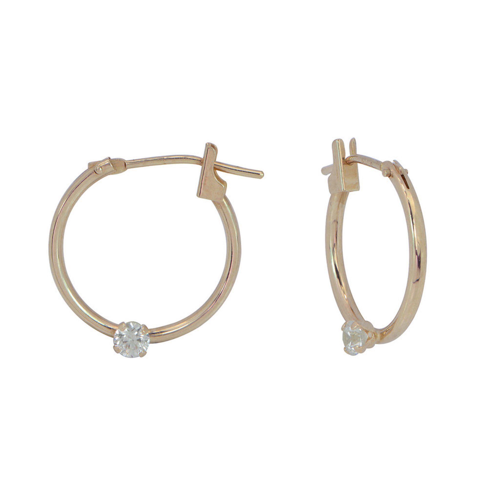 Children's Hoop And Cz Earrings, 14k Children's Jewelry Baby, Kids