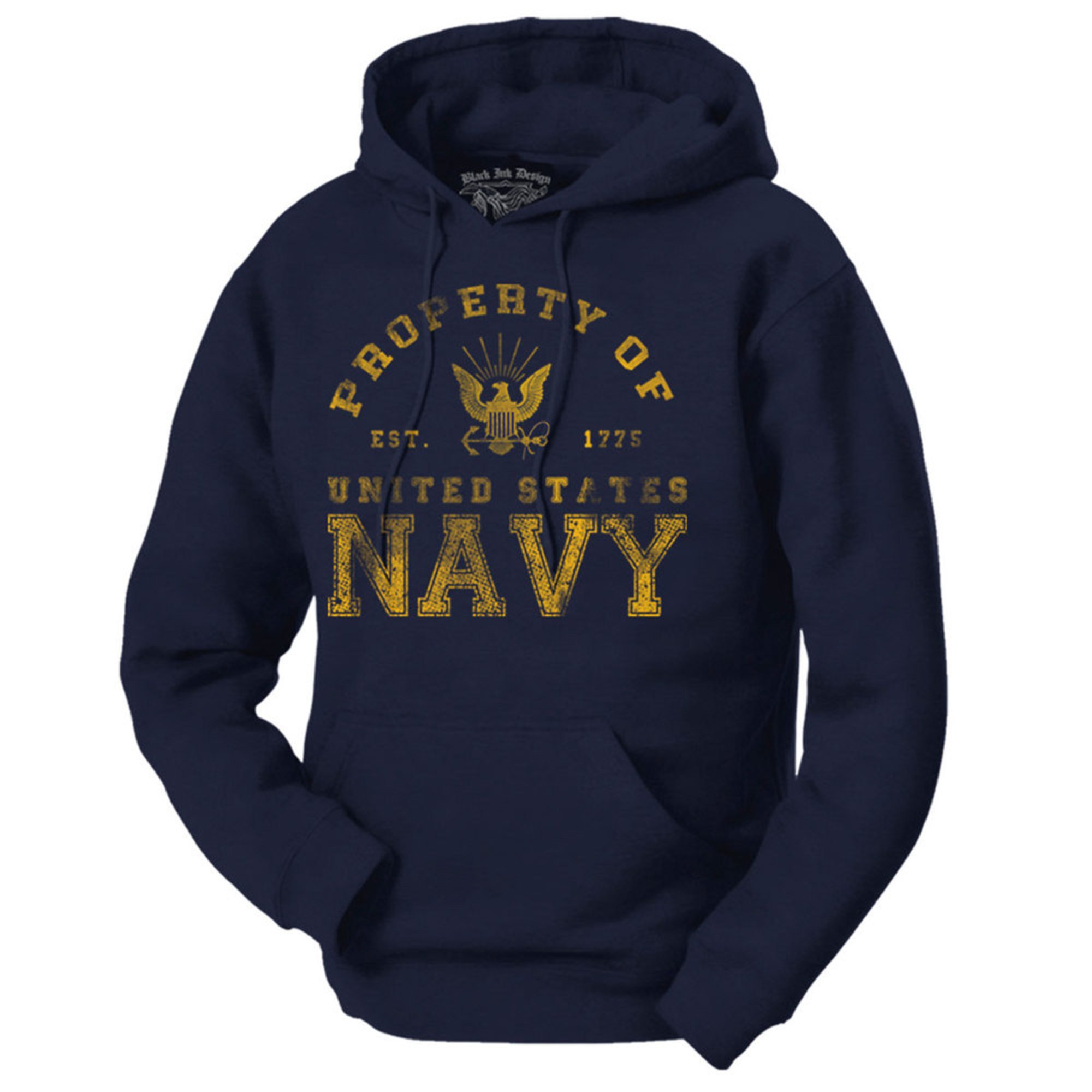 Black Ink Men's Property Of Usn Fleece Hoodie | Men's Navy Pride ...