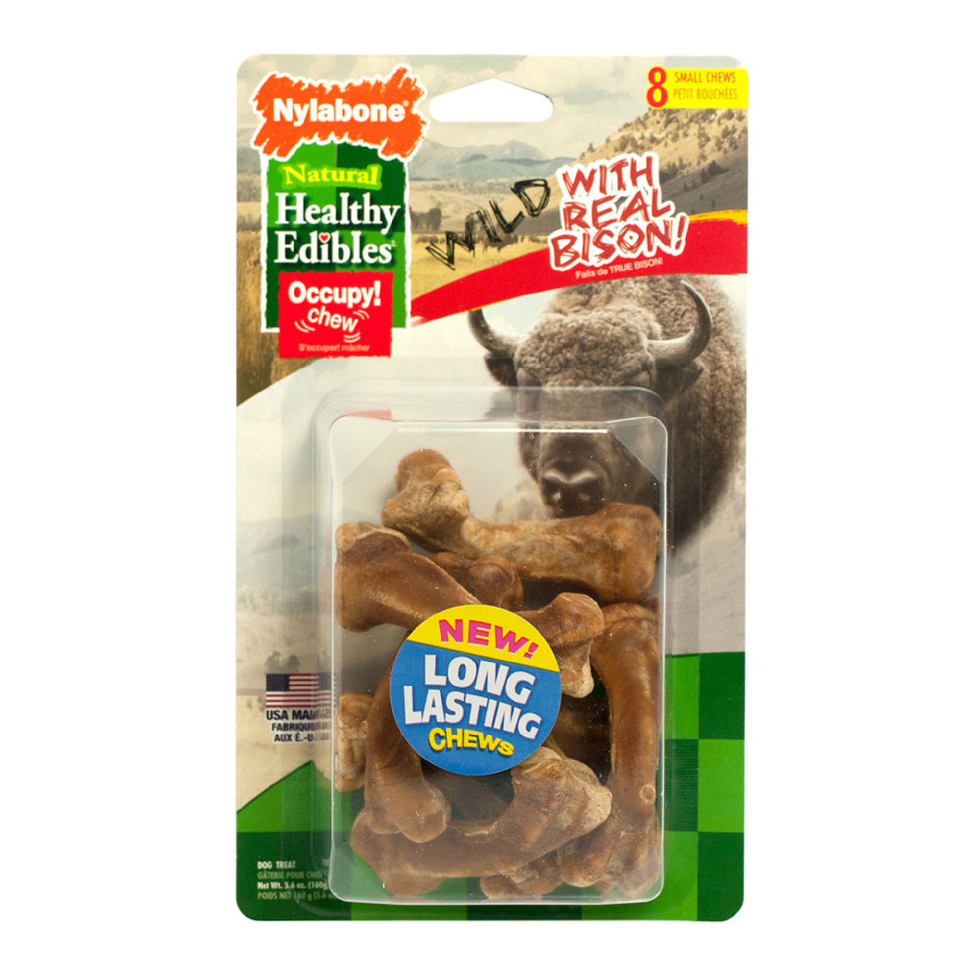 Nylabone Healthy Edibles Wild Bison Chew For Dogs 8 Pack Dog Rawhides