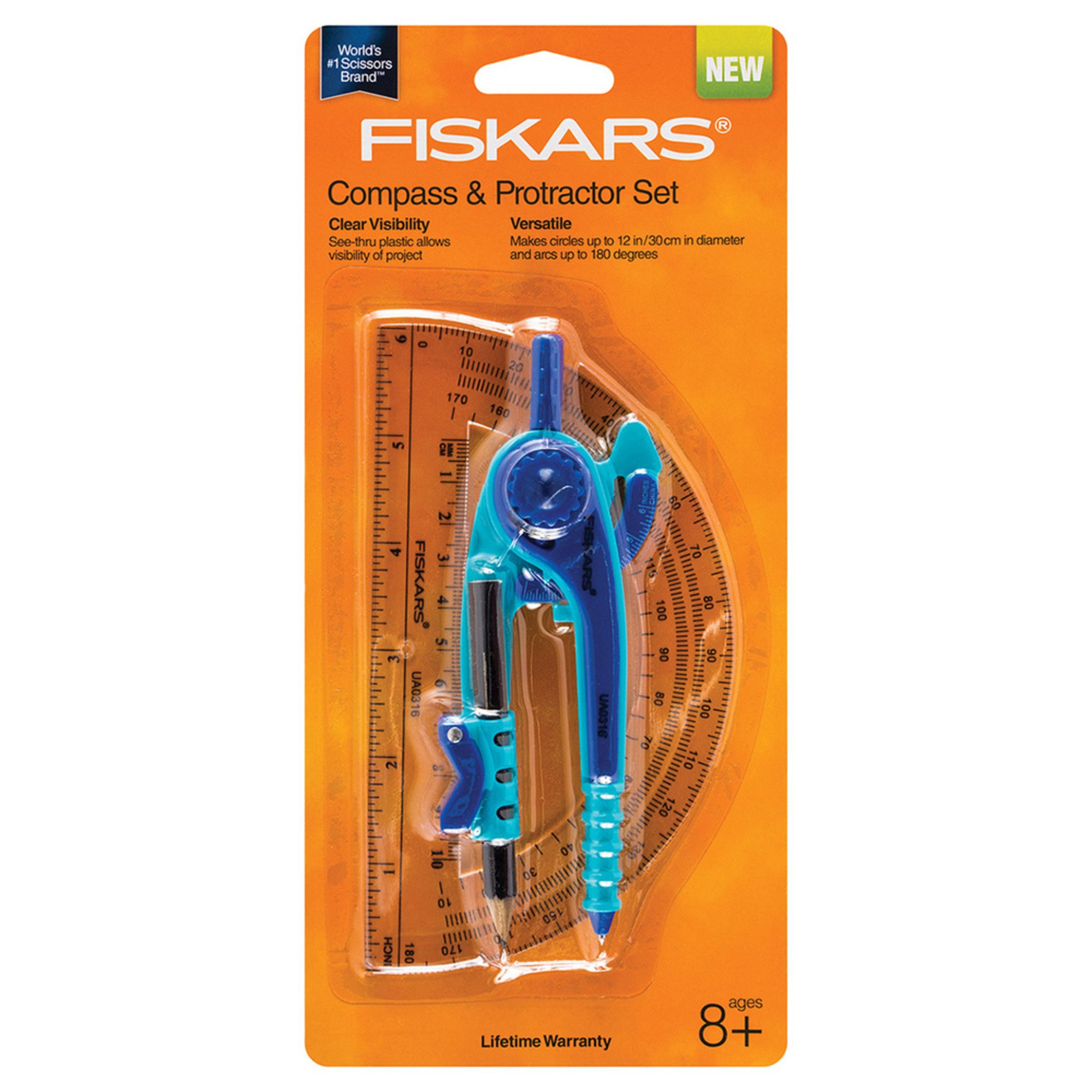 Fiskars Compass Protractor 2piece Set Calculators & Math Essentials