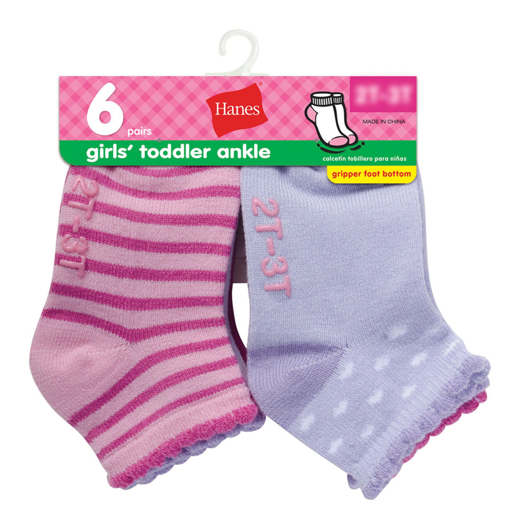 Hanes Toddler Girls' Ankle Socks, 6pack Little Girls' Underwear
