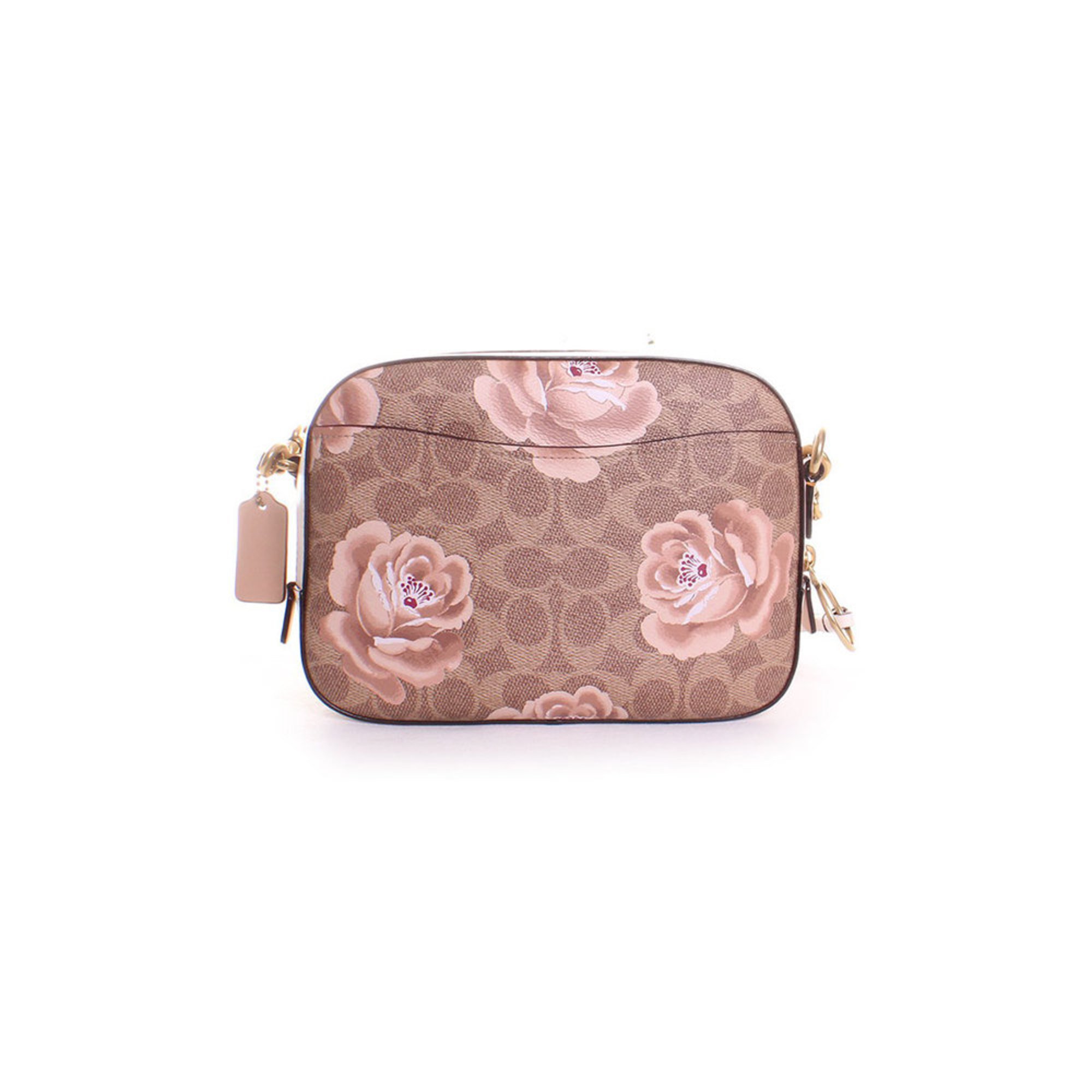 COACH. Coach Coated Canvas Signature Rose Print Camera Bag