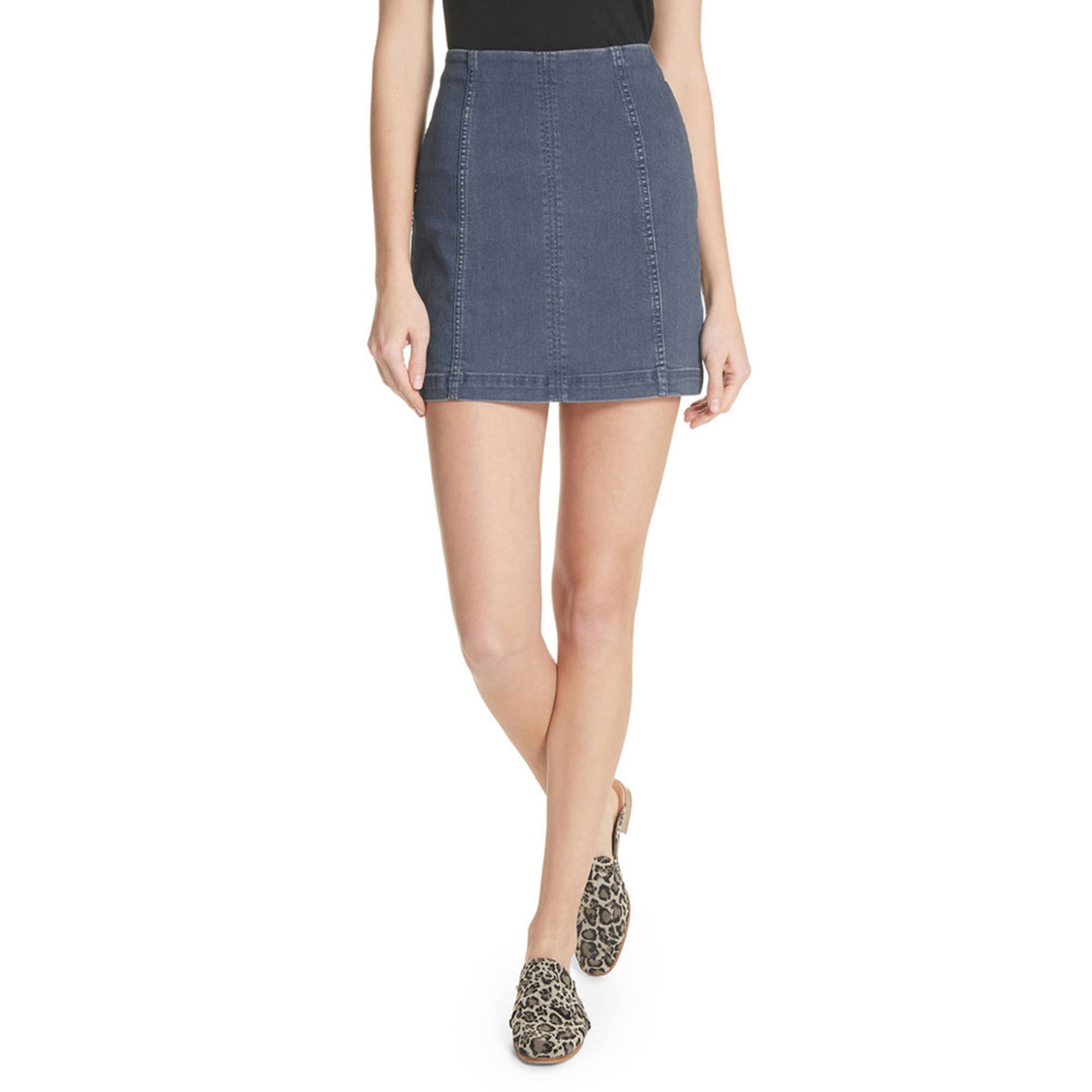 back zip denim skirt