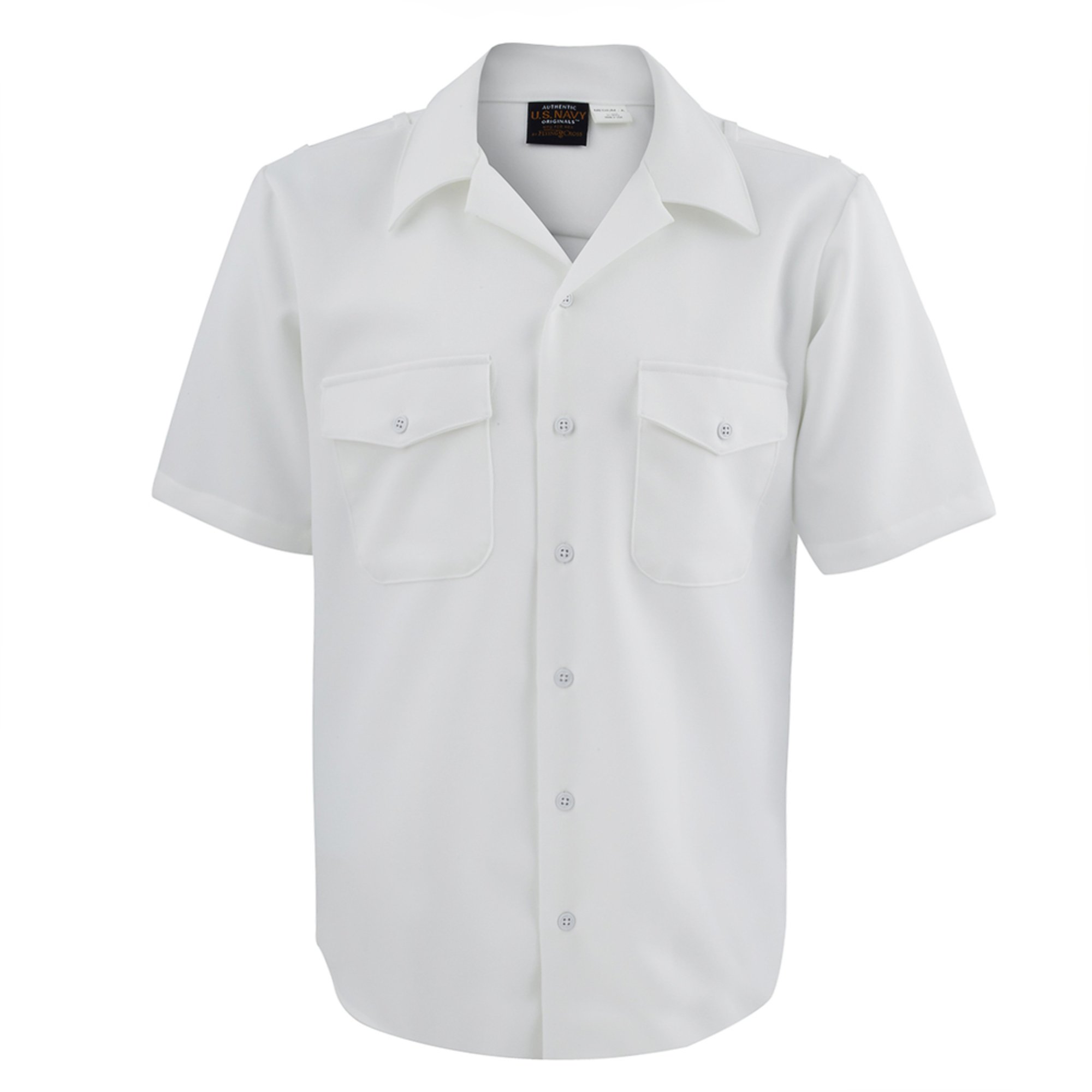 Men's Summer White Officer Short Sleeve Shirt, Classic Fit Summer