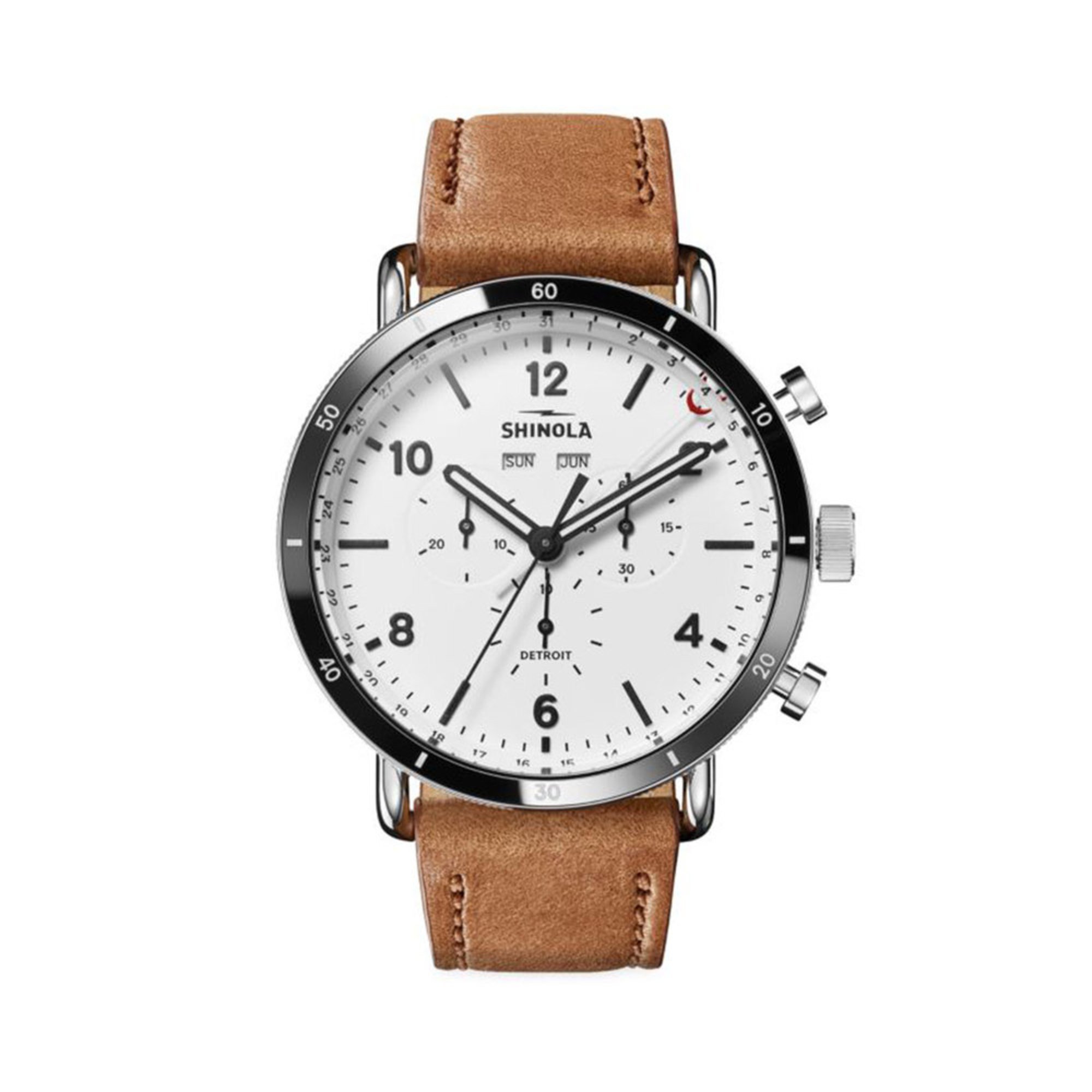 shinola men's canfield sport brown leather strap watch