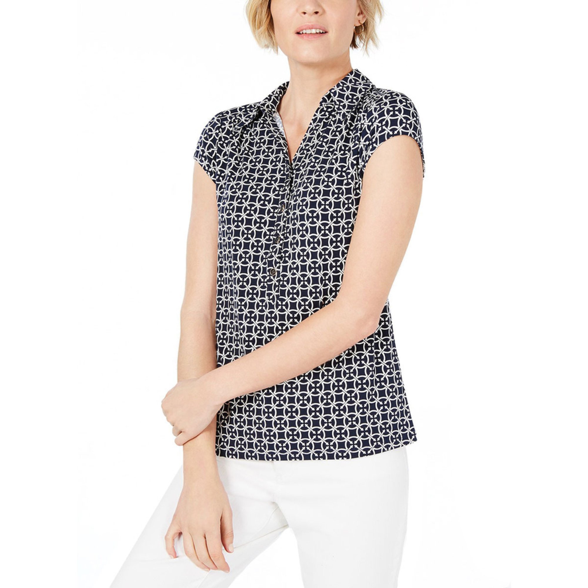 Charter Club Women's Tile Printed Polo | Casual & Dress Polos | Apparel ...