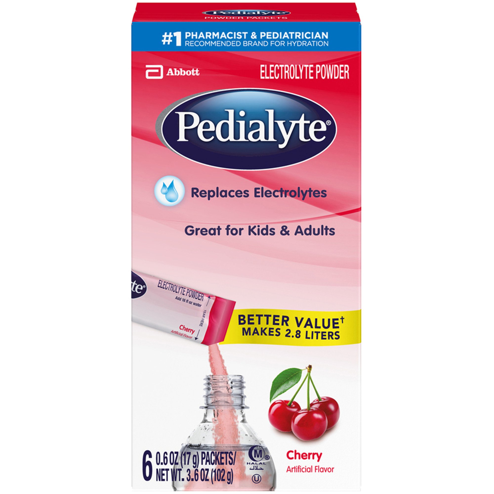 Pedialyte Powder 6count Packs In Cherry Baby Hydration