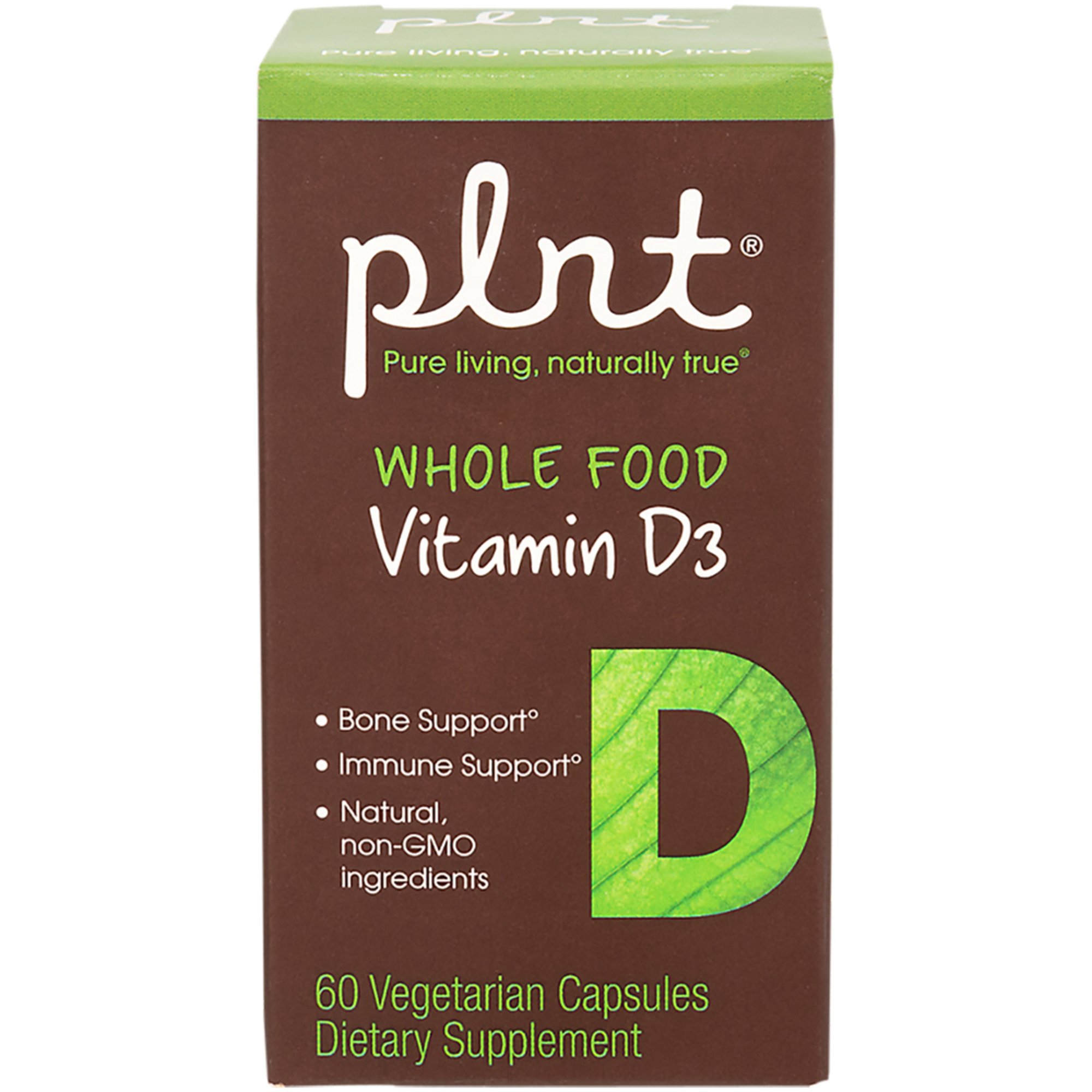 Plnt Whole Food Vitamin D3 2,000 Iu 60 Vegetarian Capsules Vitamins