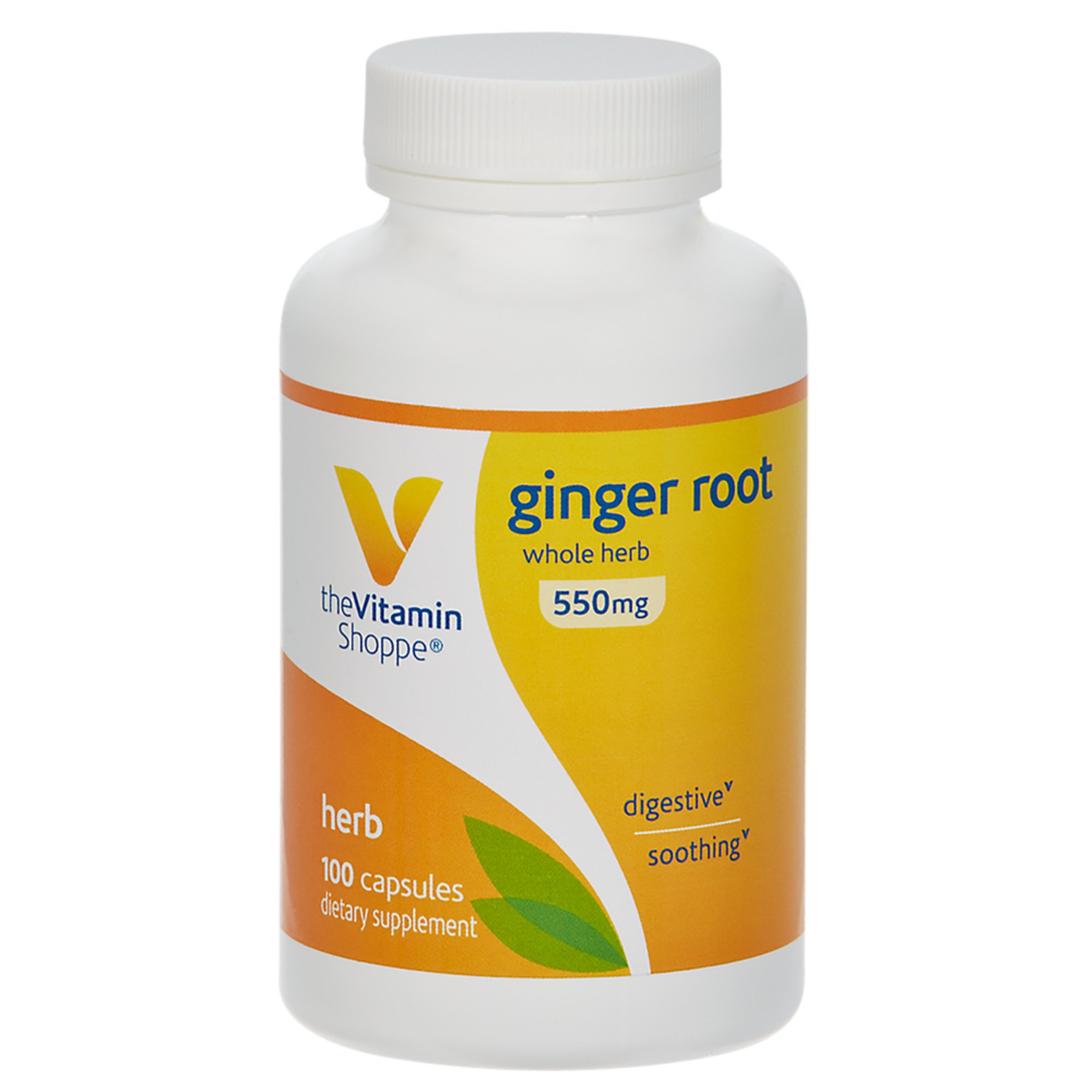 The Vitamin Shoppe Ginger Root 550 Mg 100 Capsules Herbs & Minerals Health & Wellness Shop