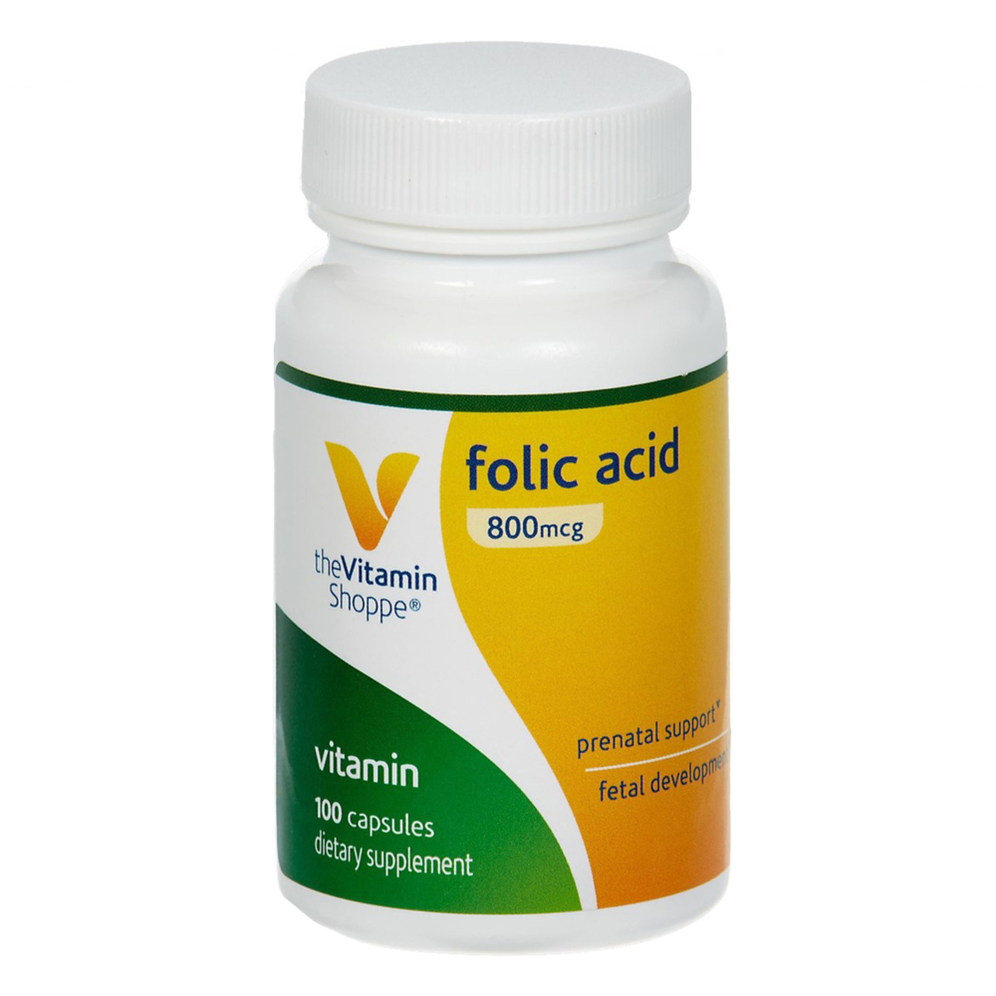 The Vitamin Shoppe Folic Acid For Prenatal Support 800 Mcg 100 Capsules