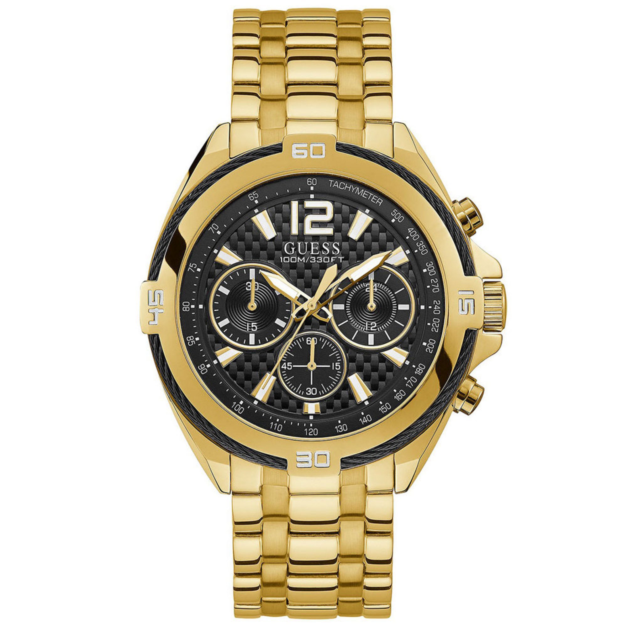 Guess Men's Gold-tone And Black Chronograph Watch, 46.5mm | Men's