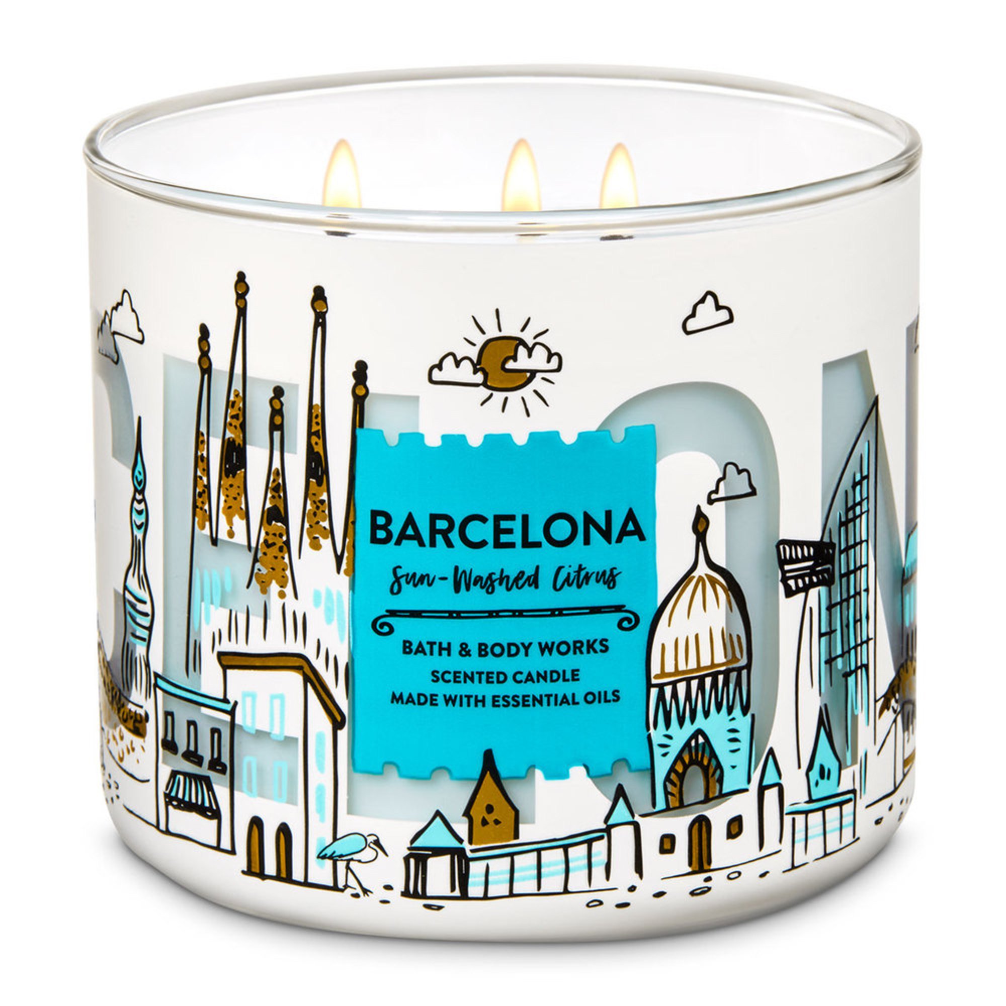 Bath Body Works Sunwashed Citrus 3 Wick Candle Scented