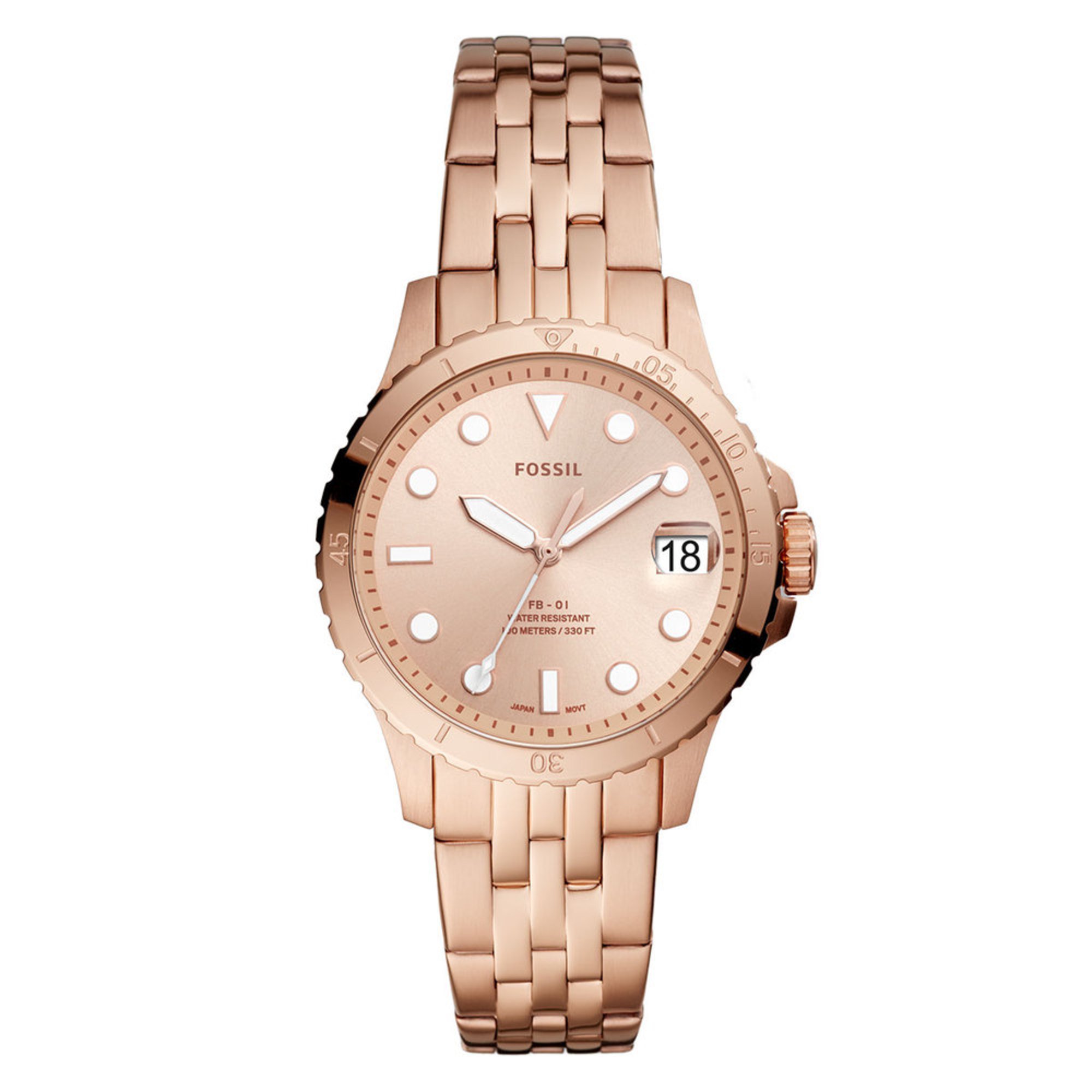 fossil blue and gold watch