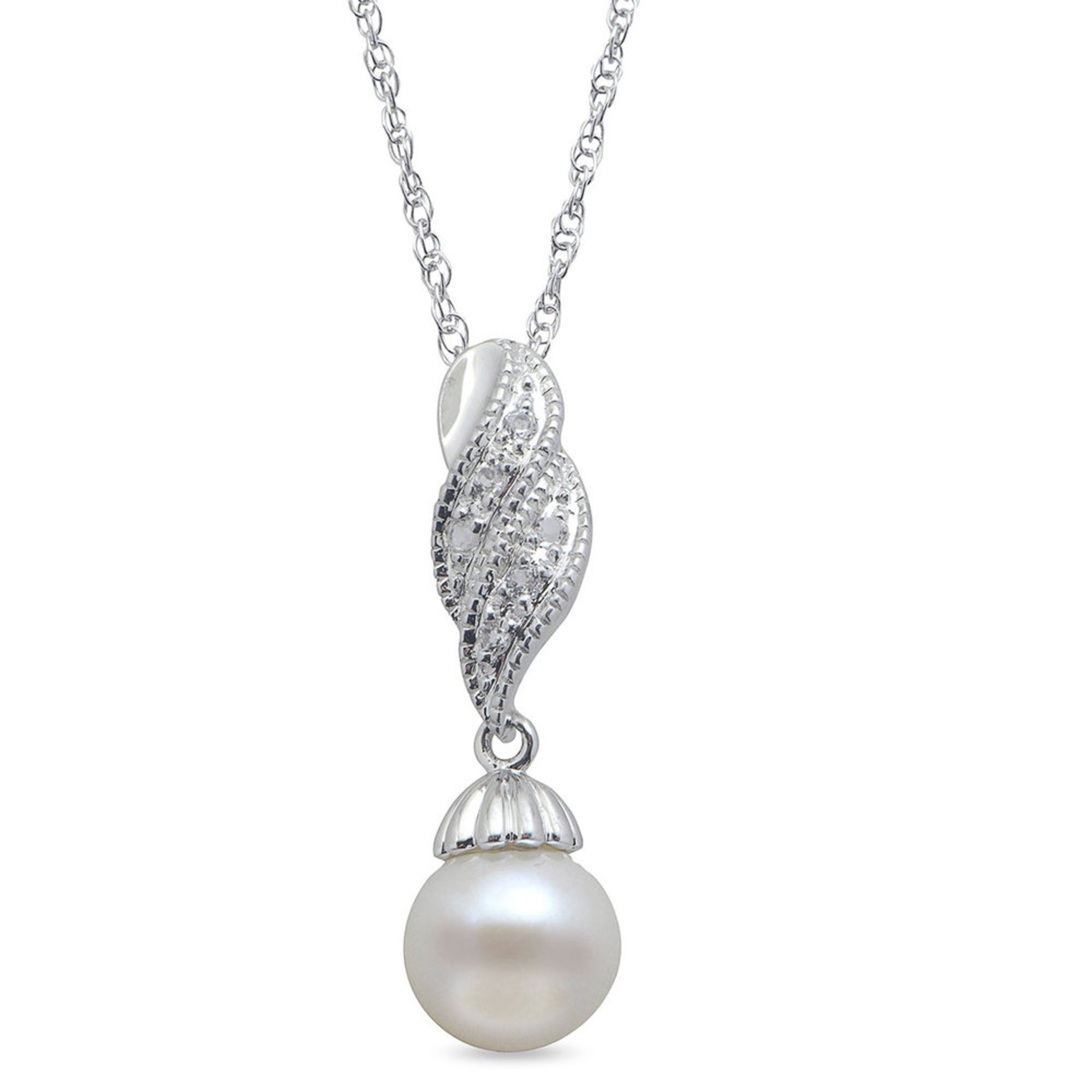 Imperial Pearl Freshwater Cultured And White Topaz Pendant, Sterling