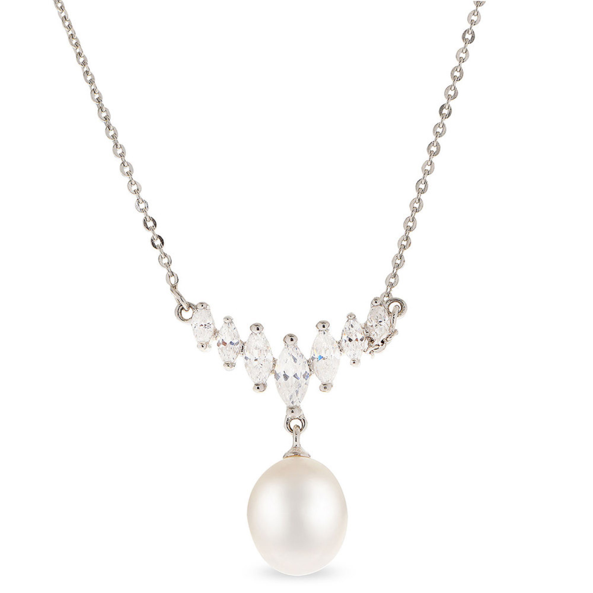 Imperial Pearl Freshwater Cultured Pearl And White Topaz Center Station