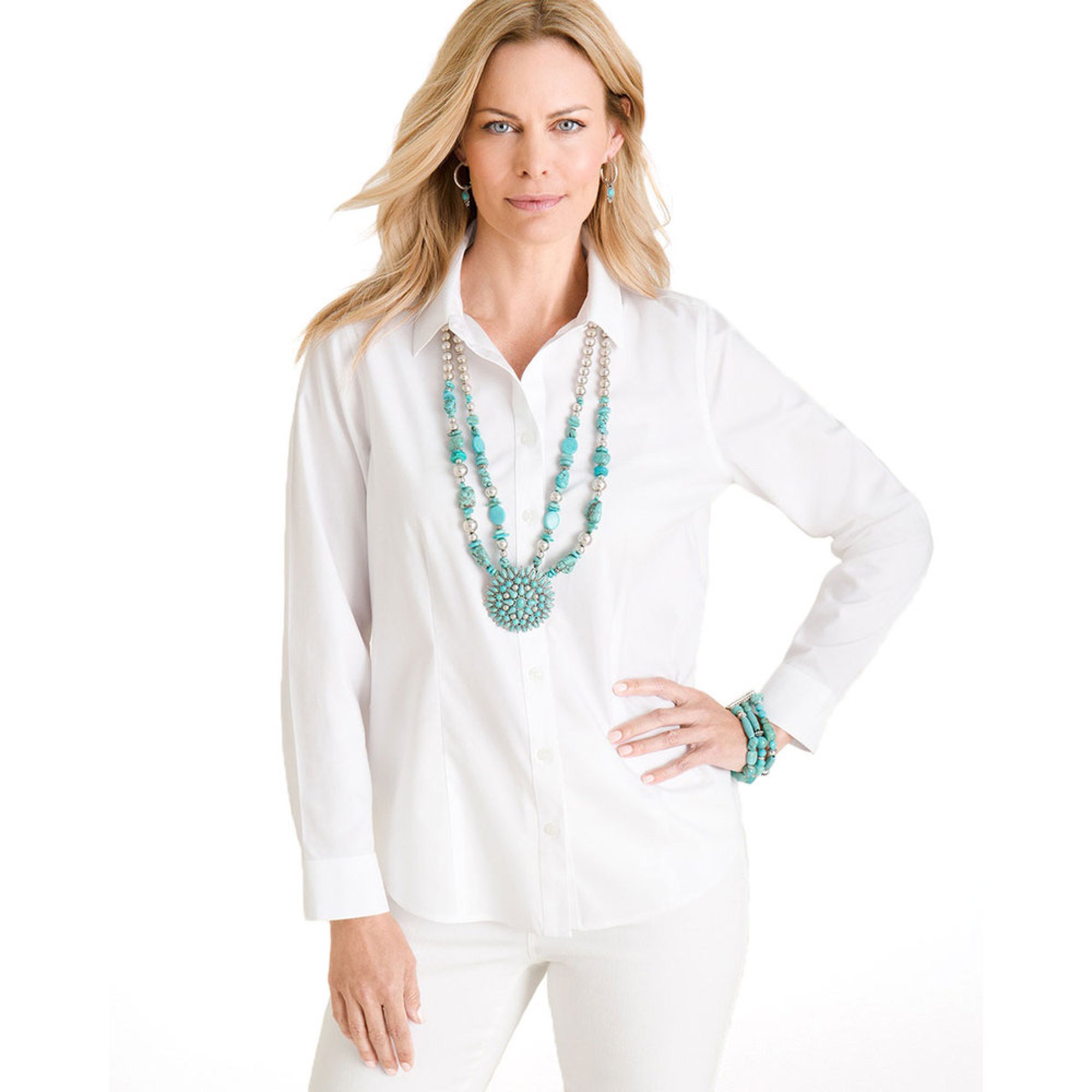 Chico's Women's Core No Iron Shirt Casual & Dress Blouses & Shirts