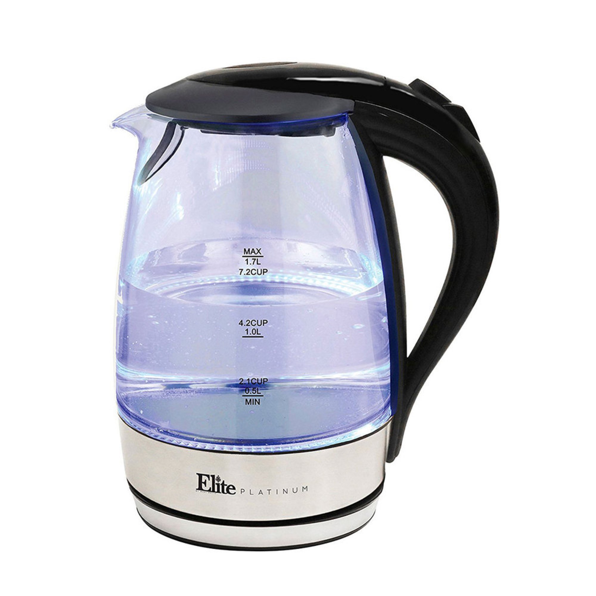 Elite Platinum 1.7liter Glass Cordless Electric Kettle Tea Kettles