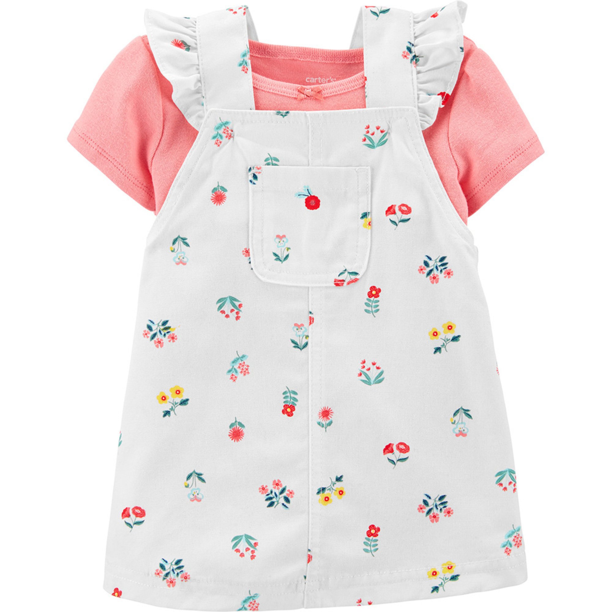 Carters Baby Girls' 2 Piece Flowers Shortall Set Baby Girls' Sets