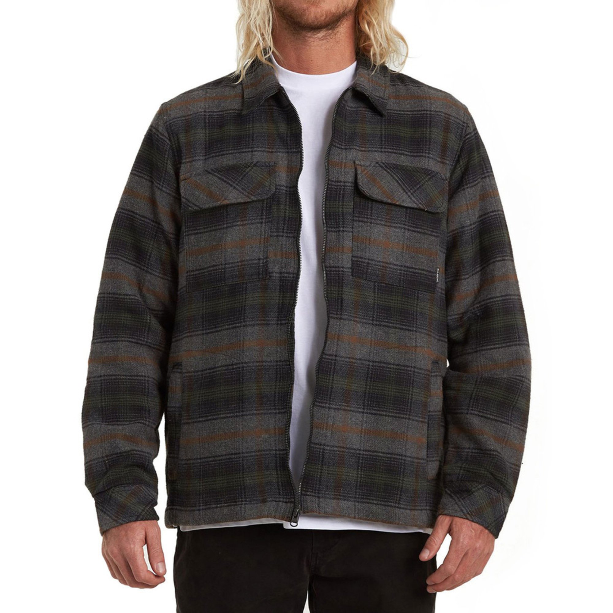 Billabong Men's Barlow Full Zip Plaid Jacket Surf & Skate Jackets