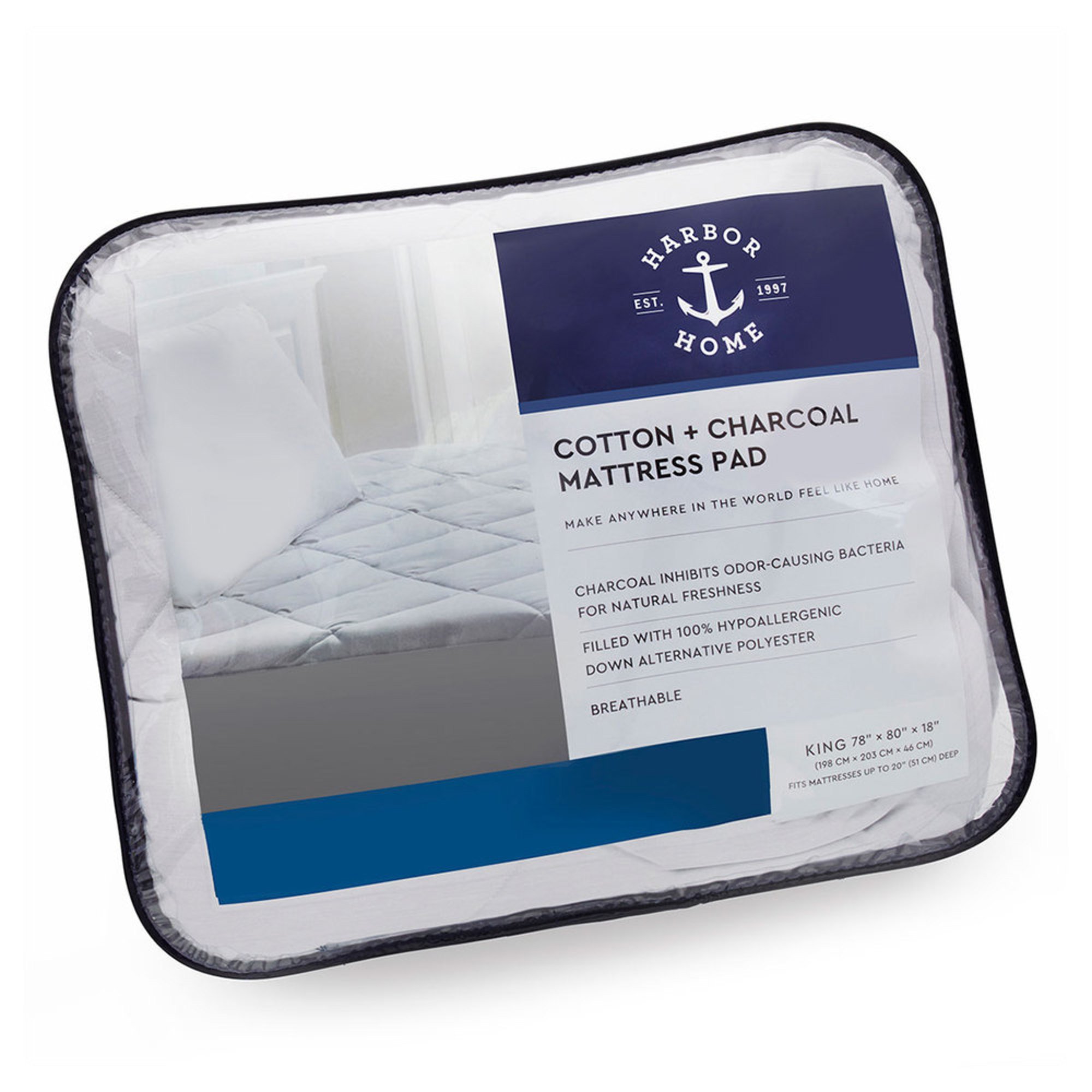 Harbor Home Charcoal Infused Mattress Pad Mattress Pads & Toppers