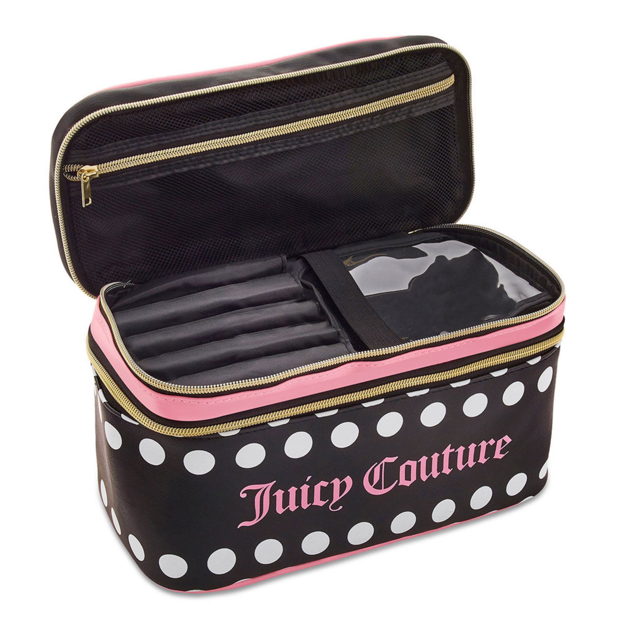 Juicy Couture Double Zip Train Case With Brush Organizer Makeup