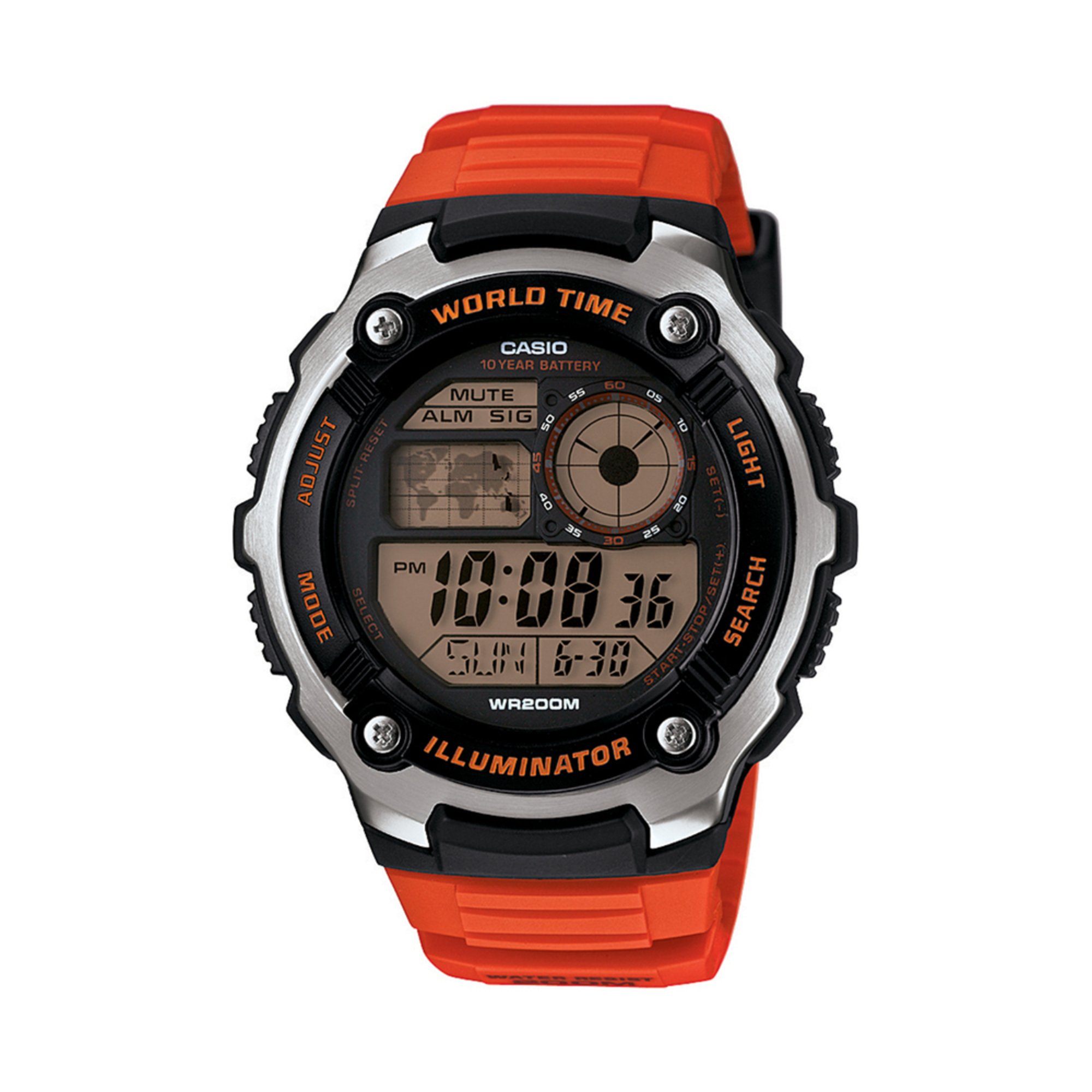casio red dial watch