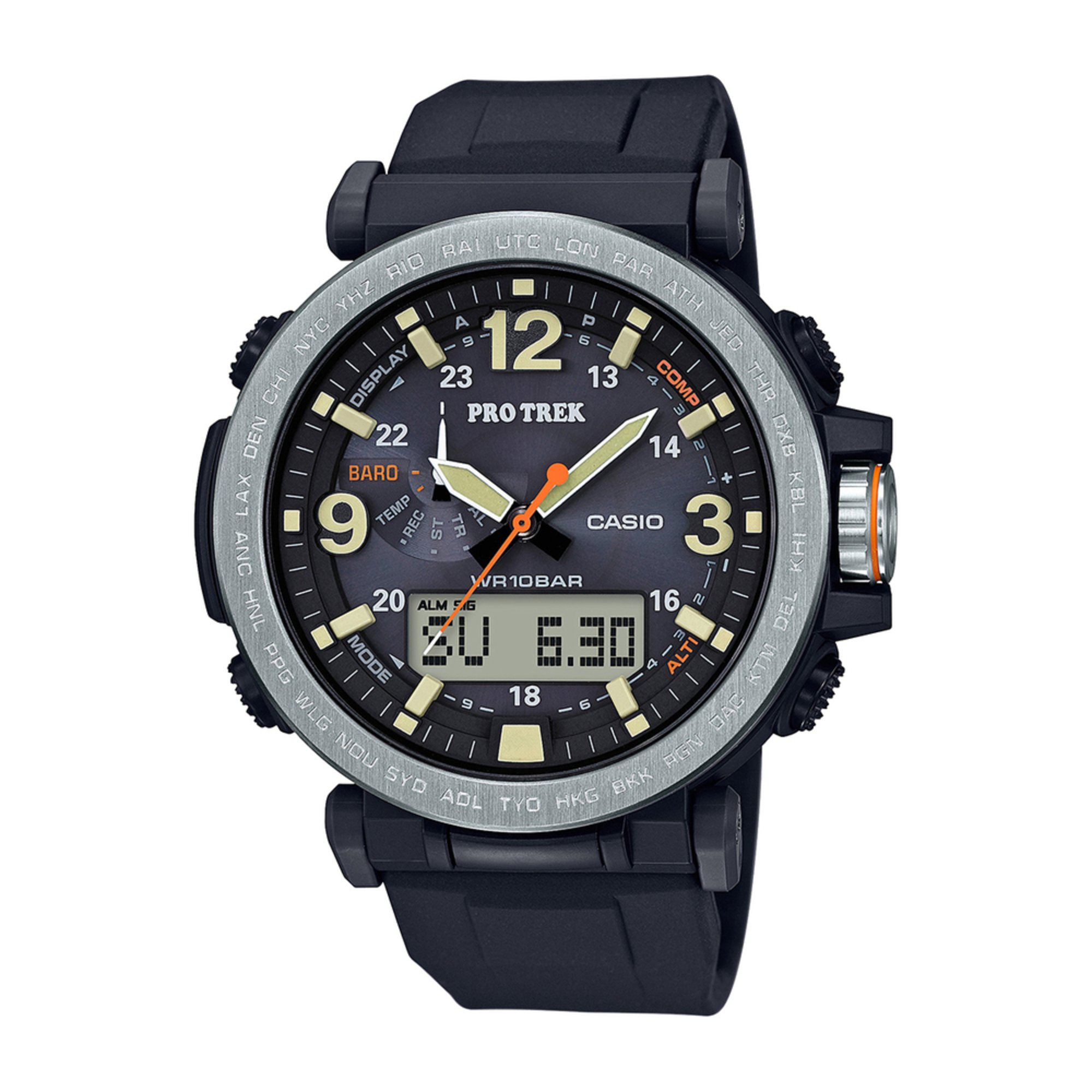 casio black leather strap watch