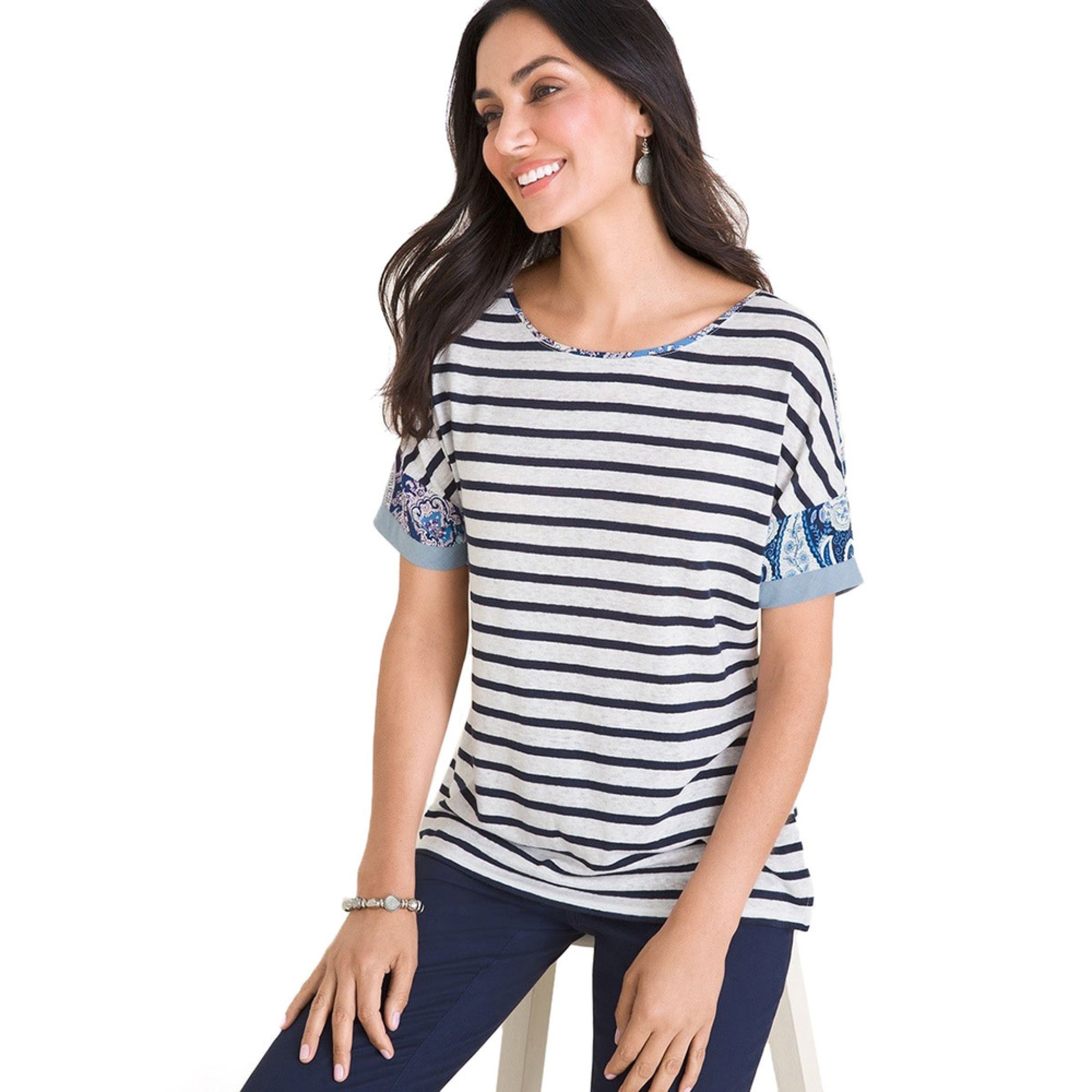 Chico's Women's Multi Striped Shirt Casual & Dress Blouses & Shirts