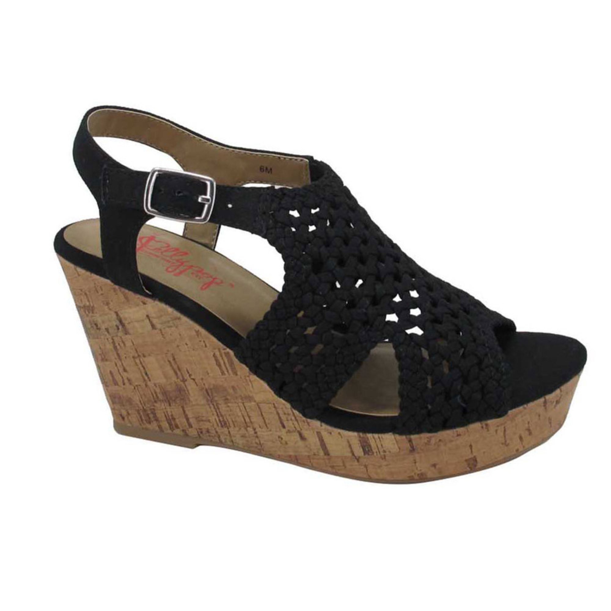 Jellypop Women's Arial Crochet Upper Cork Wedge Sandal | Wedge Sandals ...