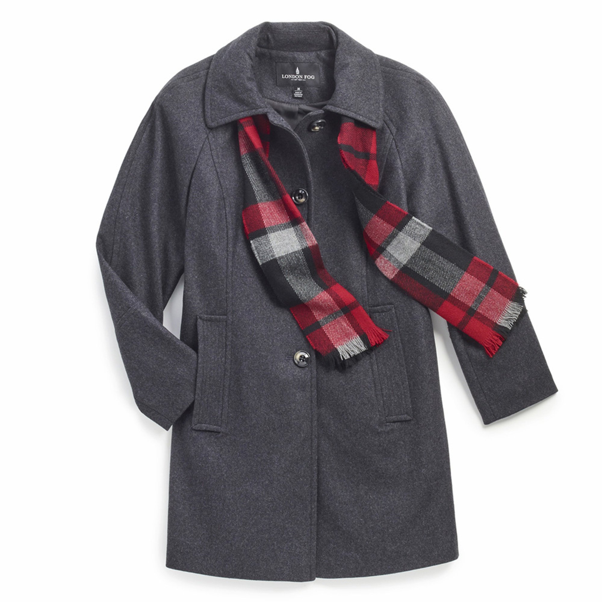 London Fog Women's Wool 34 Scarf Coat Casual & Dress Jacket & Coats Apparel Shop Your Navy