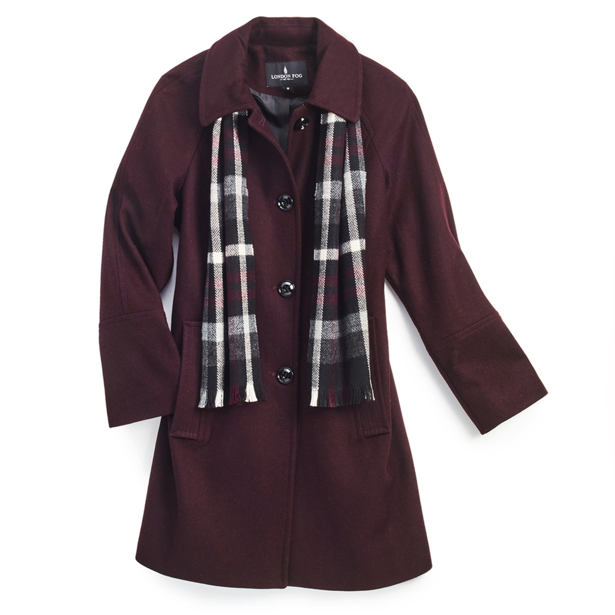 London Fog Women's Wool 34 Scarf Coat Casual & Dress Jacket & Coats