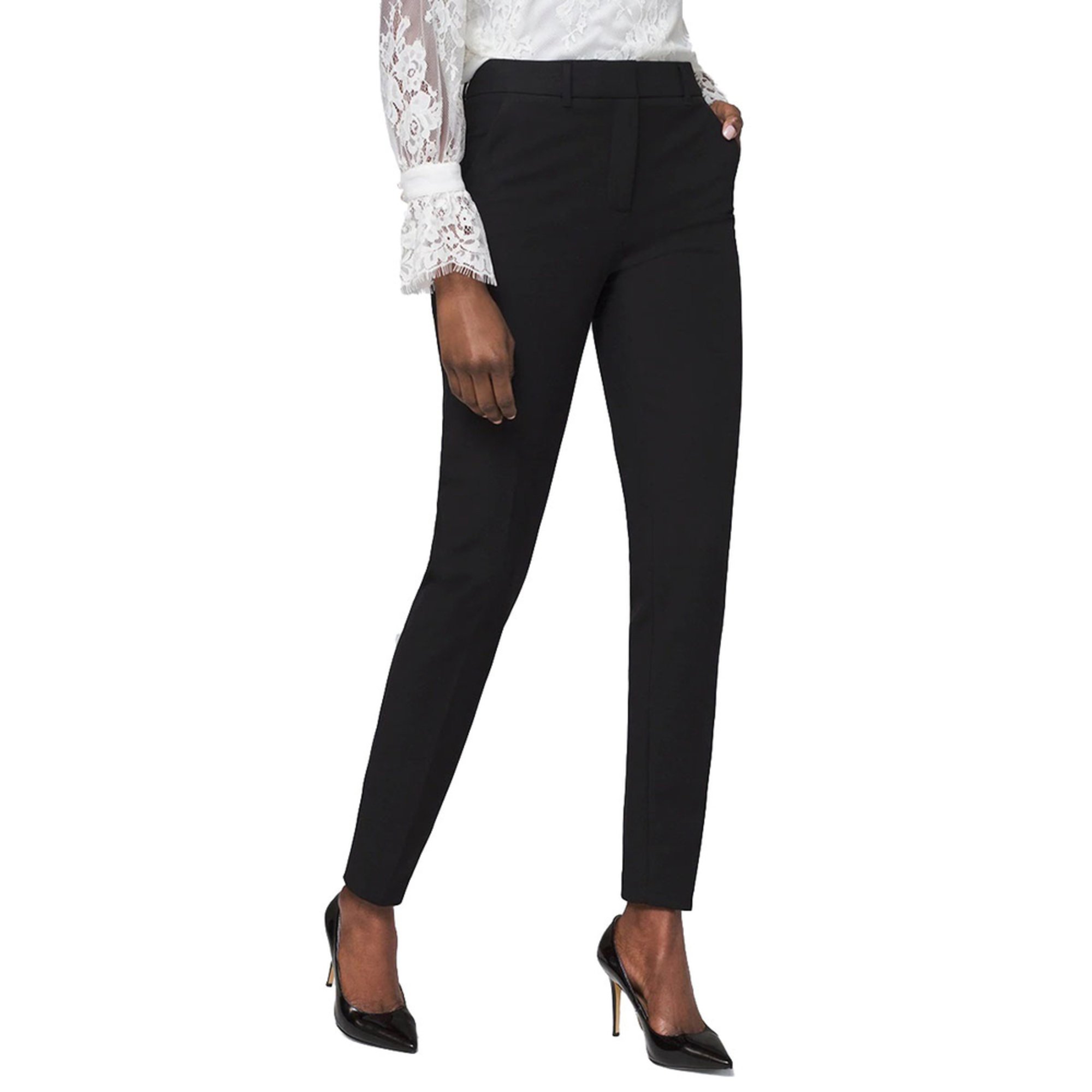 white slim ankle pants