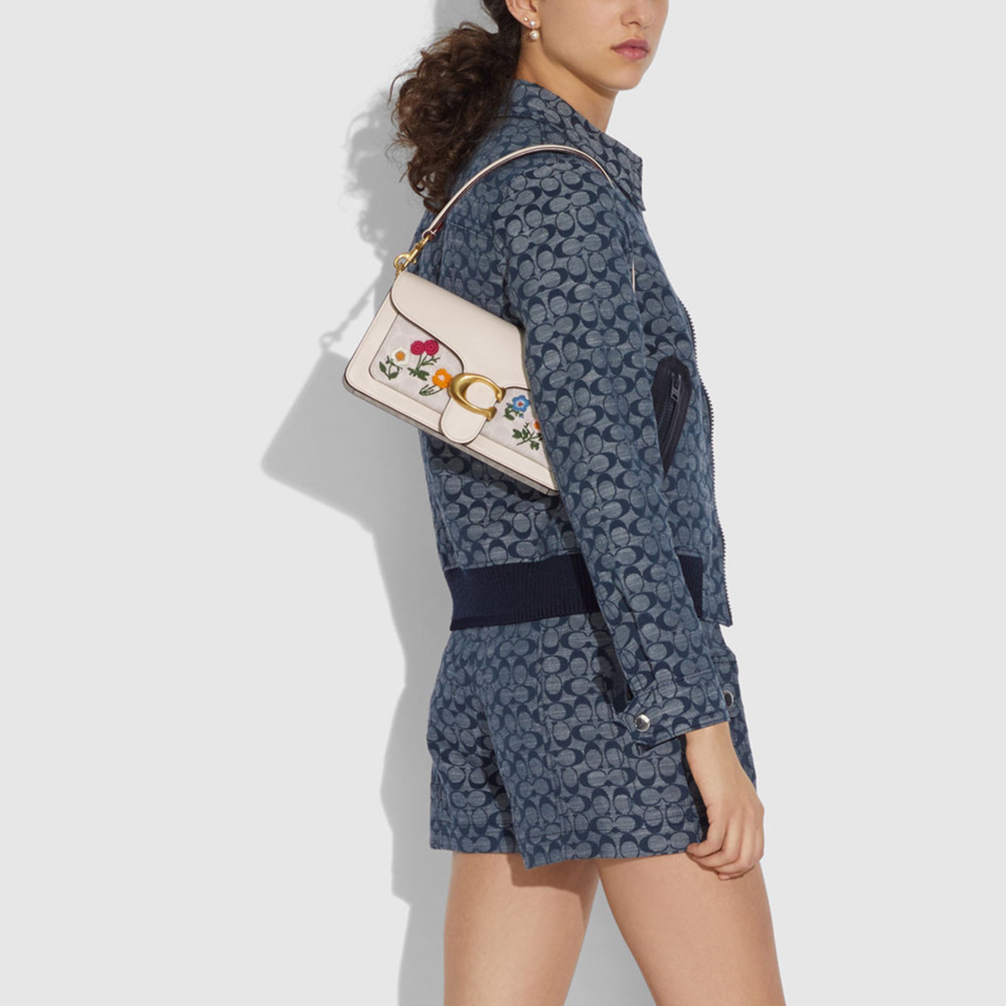 Coach Coated Canvas Signature Floral Embroidery Tabby Shoulder Bag 26