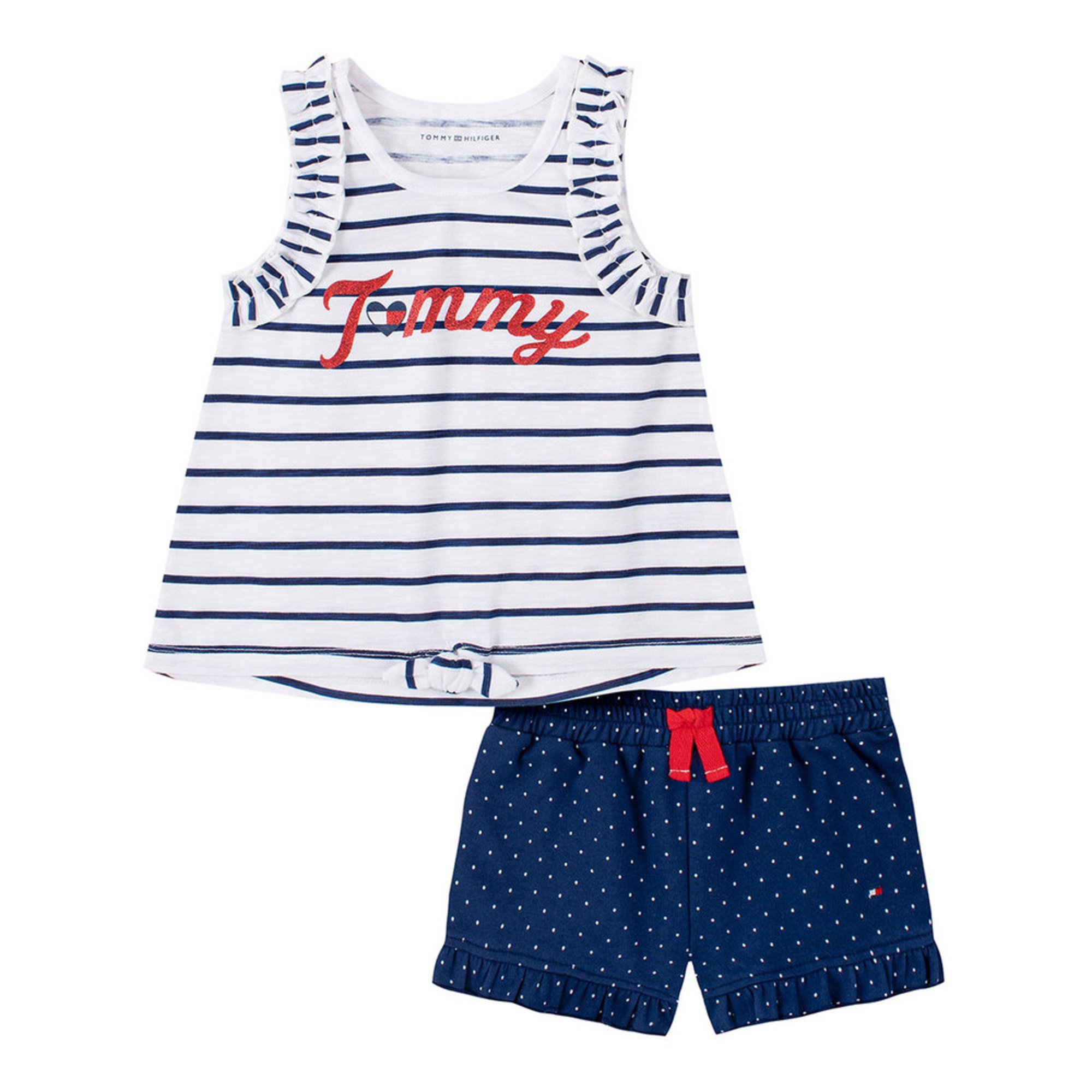 Tommy Hilfiger Baby Girls' Tie Front Tank Polka Dot Print Knit Short